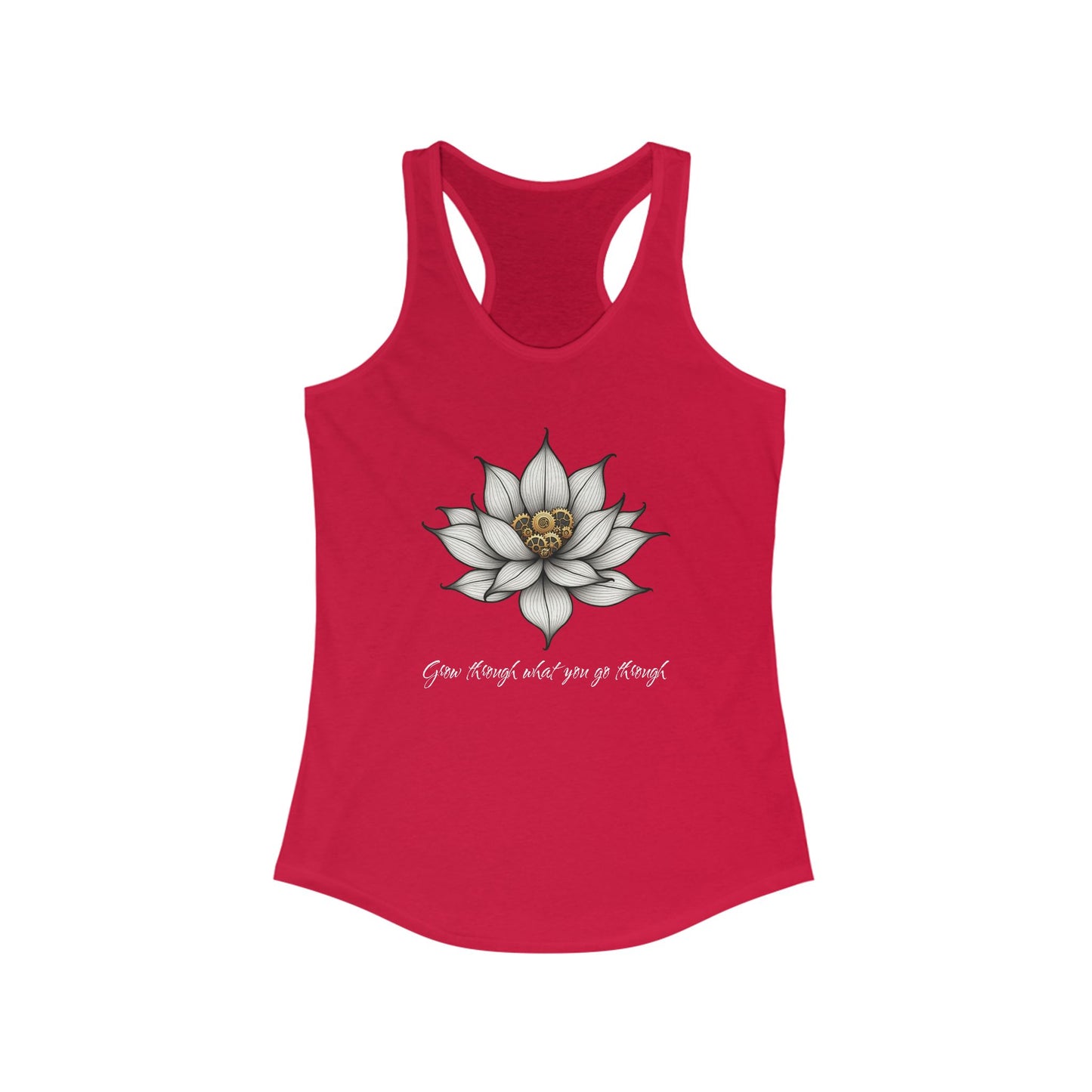 Inspirational Lotus Flower Racerback Tank Top - "Grow Through What You Go Through"