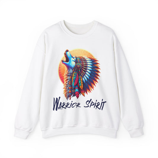 Warrior Spirit Unisex Heavy Blend™ Crewneck Sweatshirt - Cozy Indigenous Art Apparel