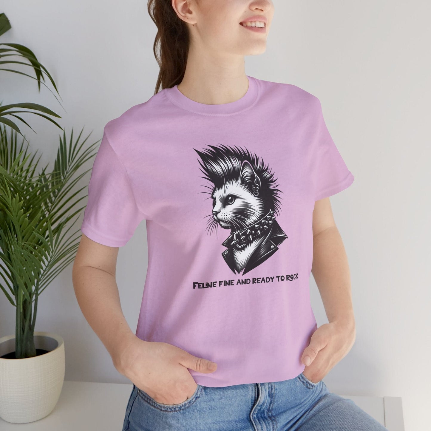 Short Sleeve Tee - Feline Fine Rocker Cat Print
