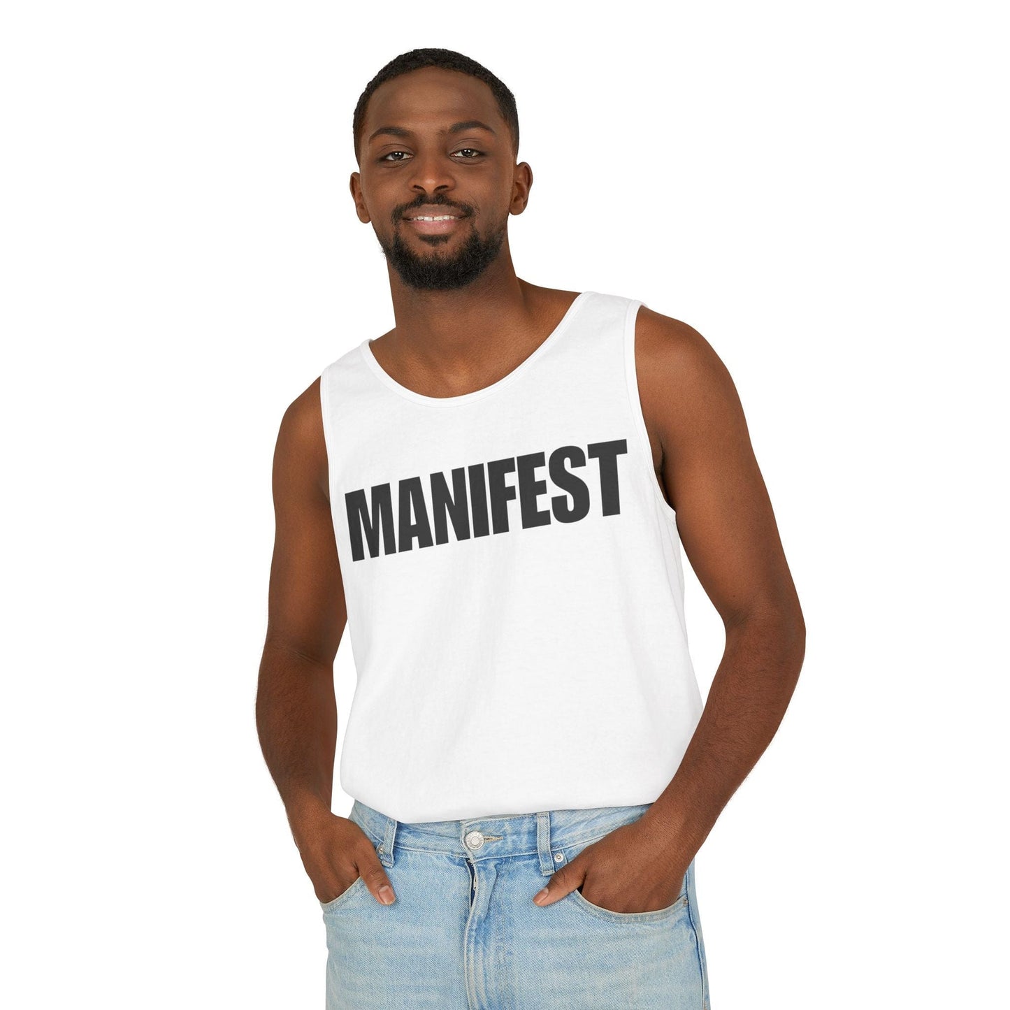 Tank Top Manifest Bold Letters Unisex Garment-Dyed