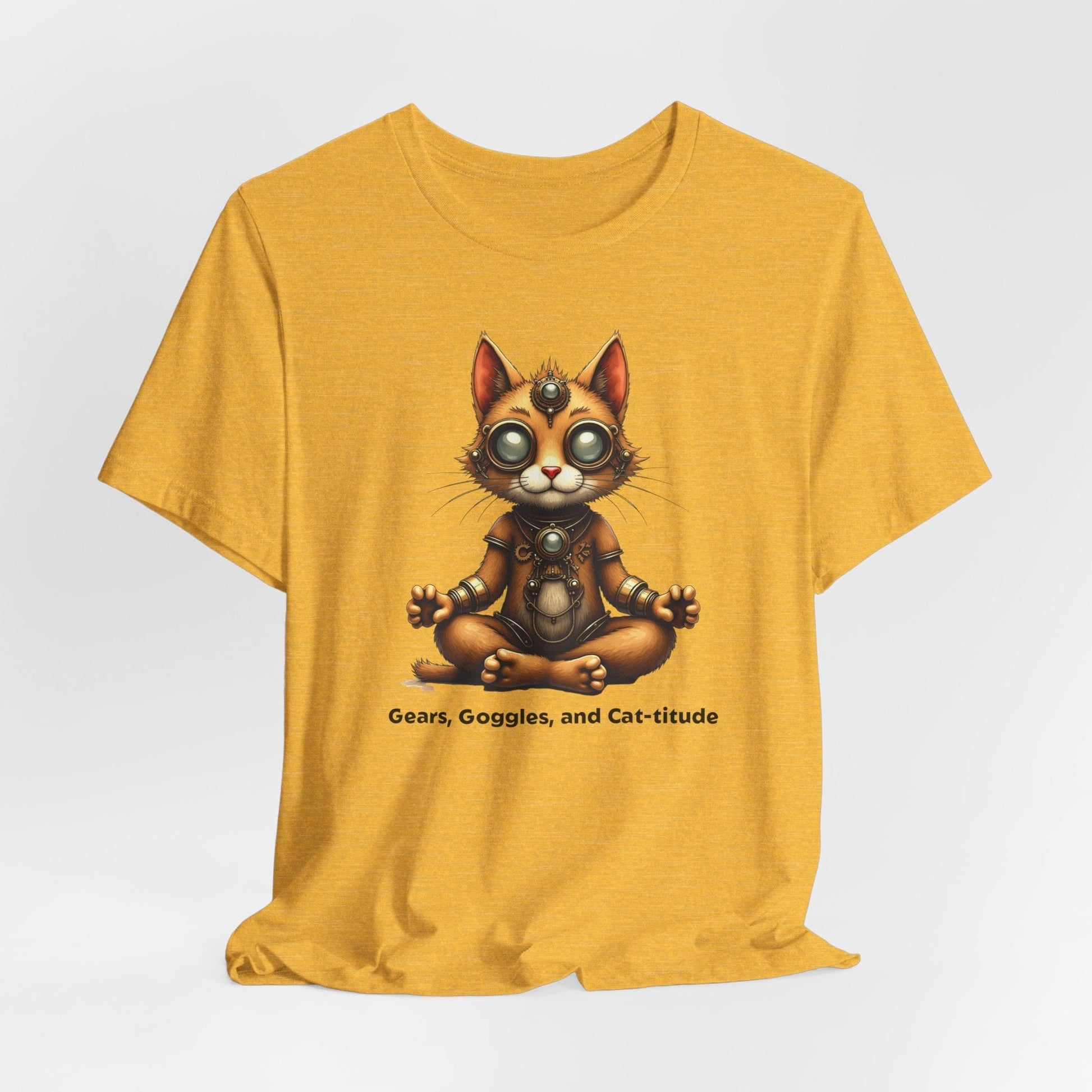 Gears, Goggles, and Cat-titude T-shirt | Cute Cat Meditation