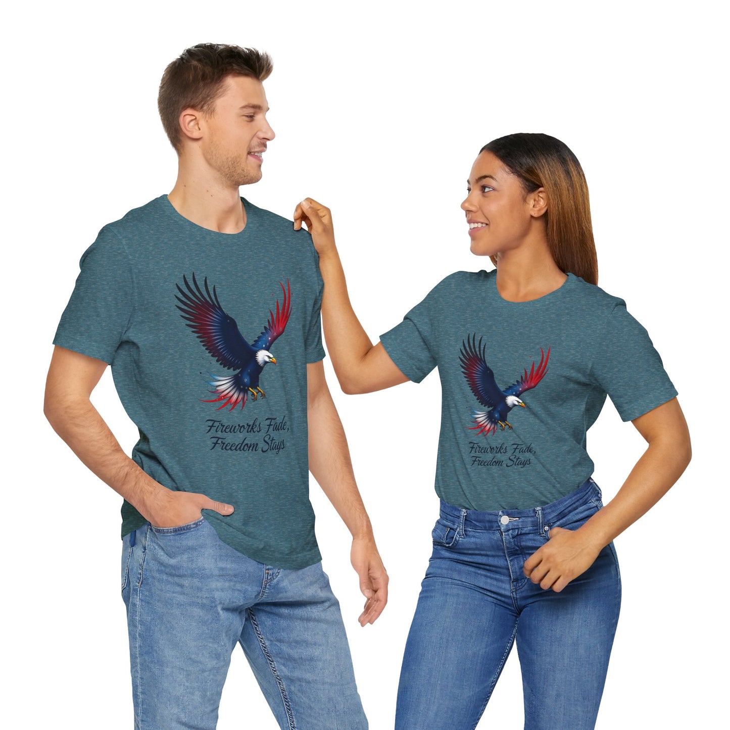 Patriotic Eagle Tee - Fireworks Fade, Freedom Stays