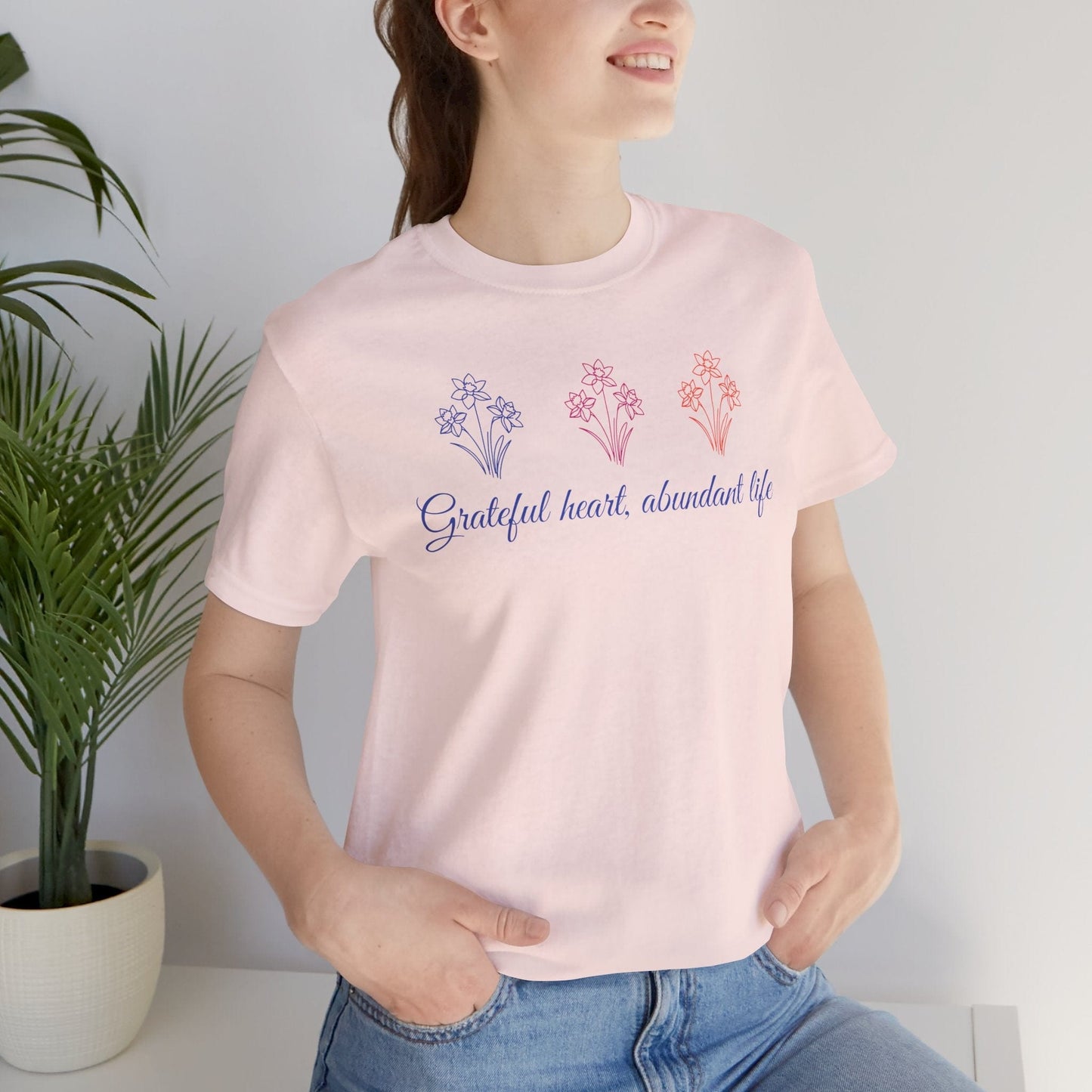 Grateful Heart Tee with Soft Flowers