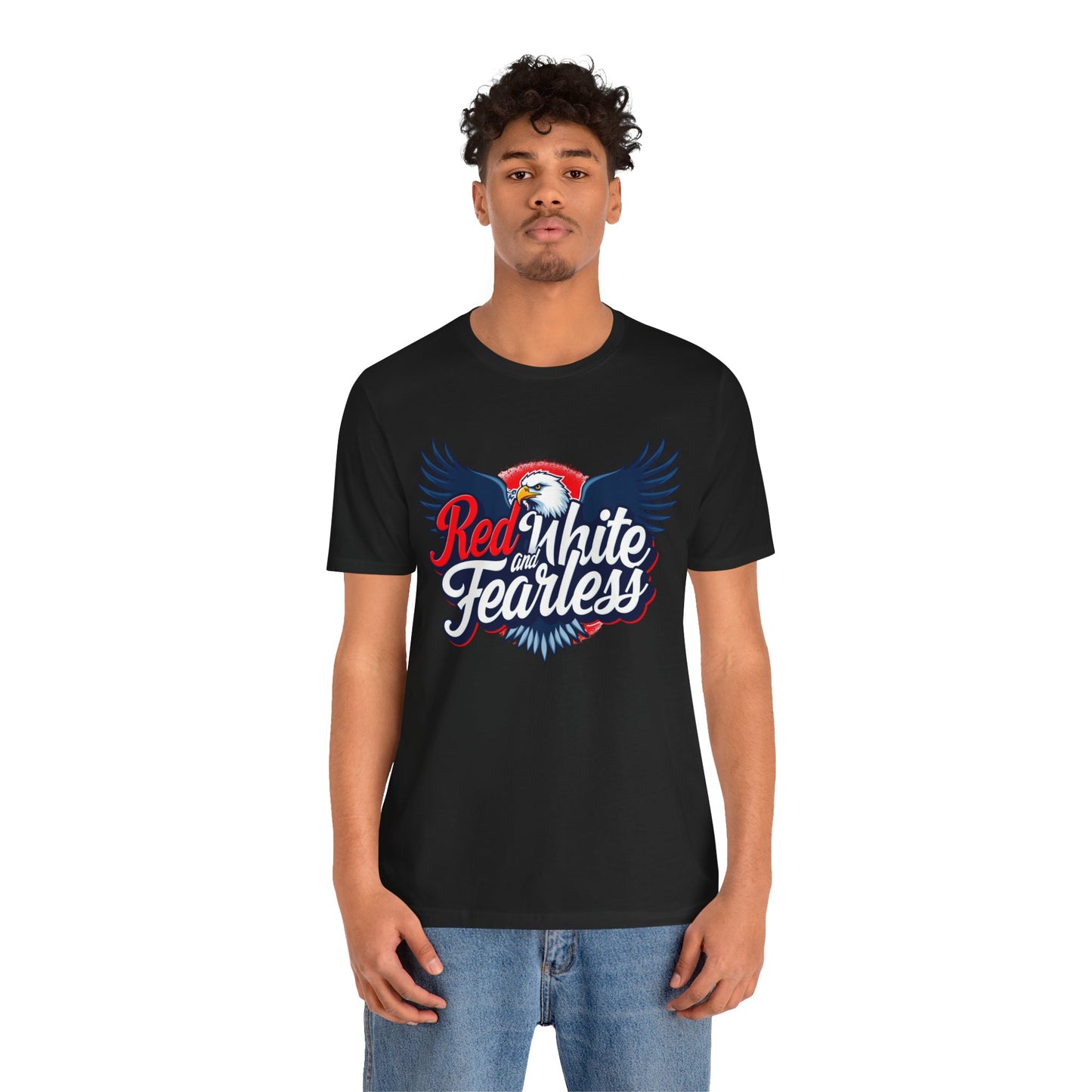 Red, White, and Fearless Unisex Jersey Tee for Patriotic Celebrations