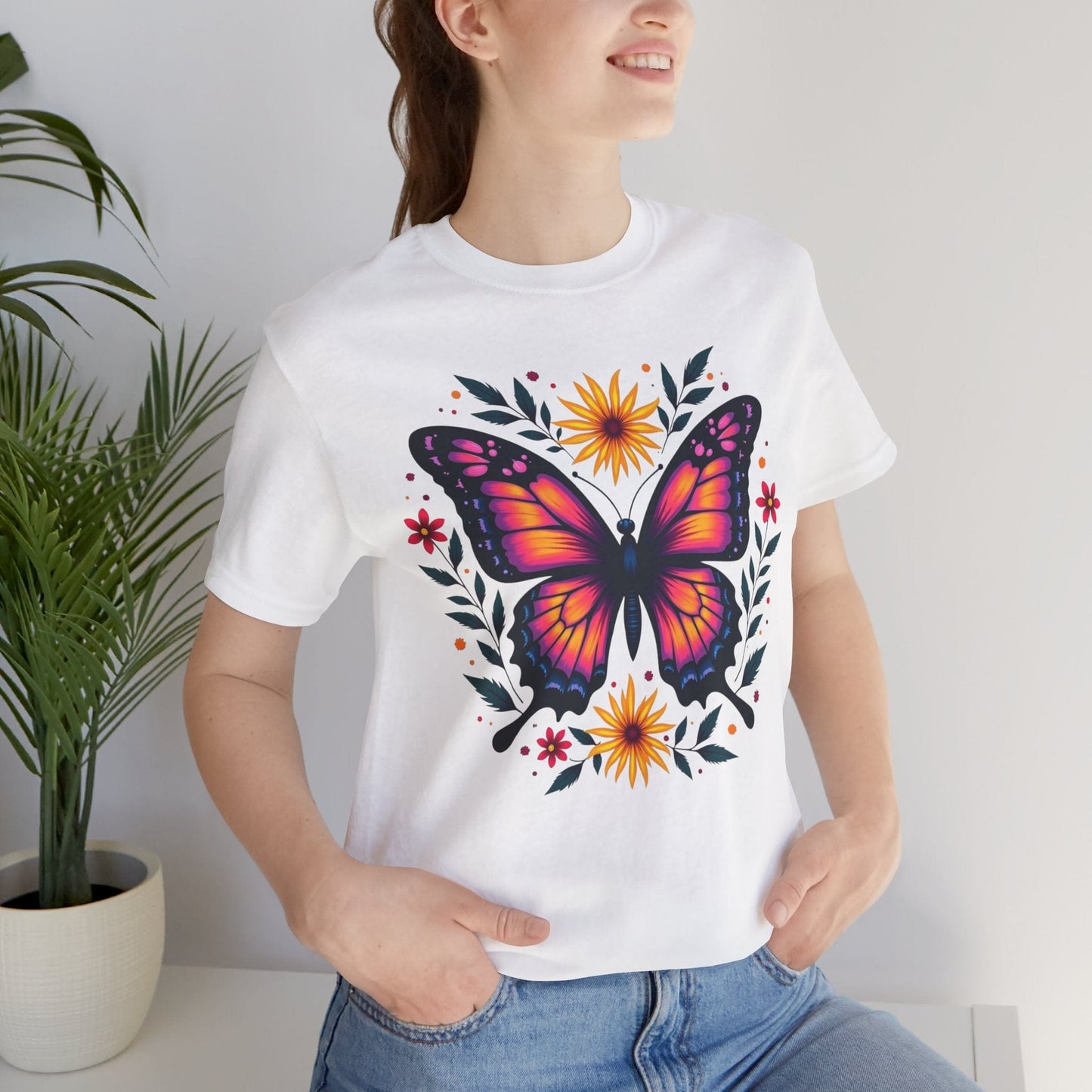 Butterfly Floral T-Shirt - Colorful Nature Inspired T-Shirt
