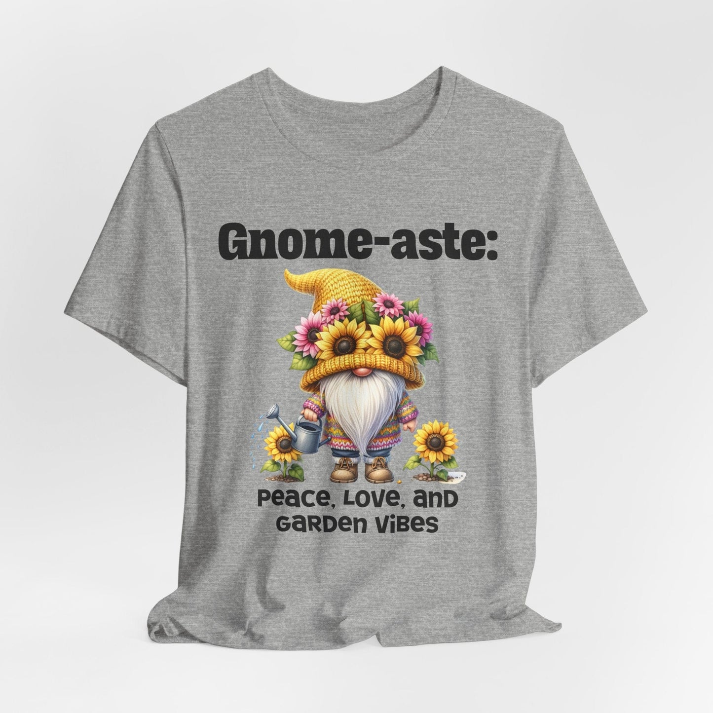 Gnome-inspired T-Shirt - Peace, Love, and Garden Vibes