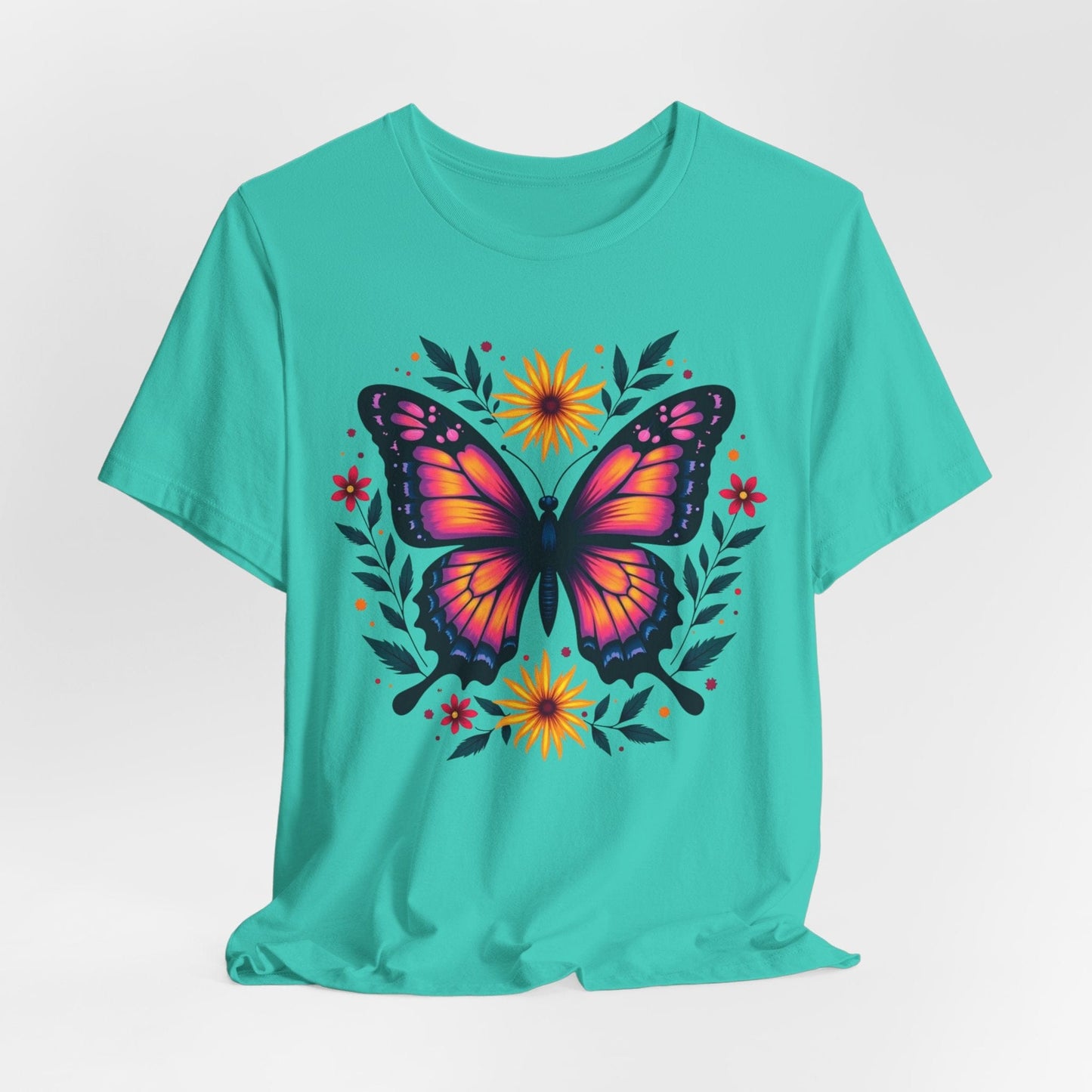 Butterfly Floral T-Shirt - Colorful Nature Inspired T-Shirt