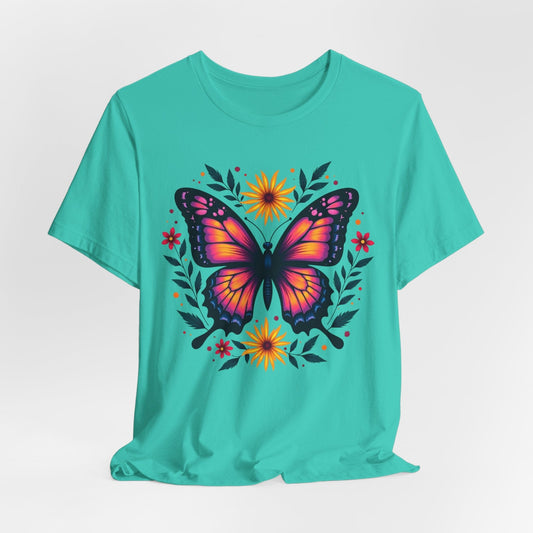 Butterfly Floral T-Shirt - Colorful Nature Inspired T-Shirt