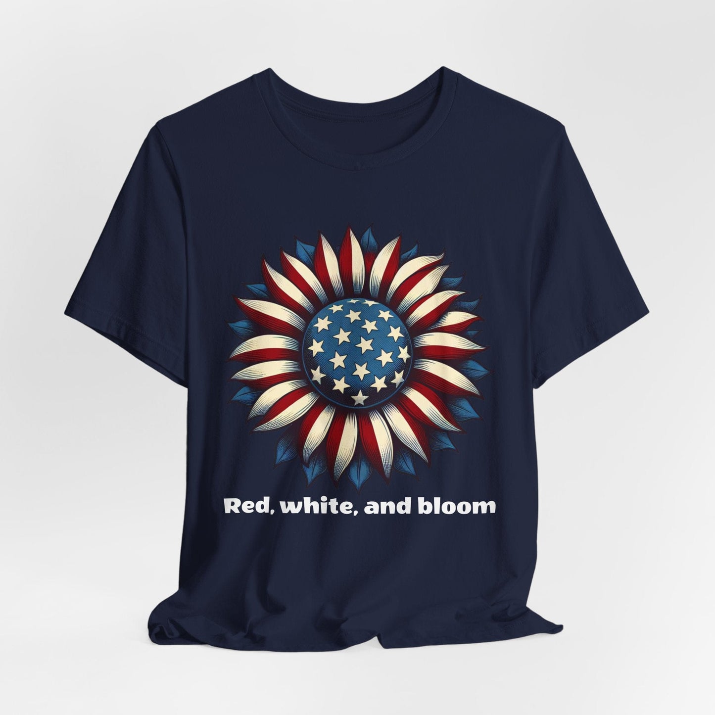 Patriotic Floral Tee - Red, White, and Bloom Unisex Jersey Short Sleeve Shirt