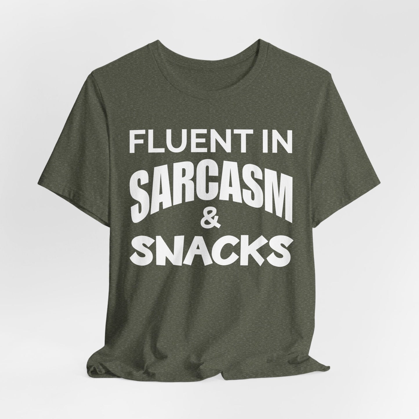 Fluent in Sarcasm & Snacks T-Shirt | Fun & Playful Design