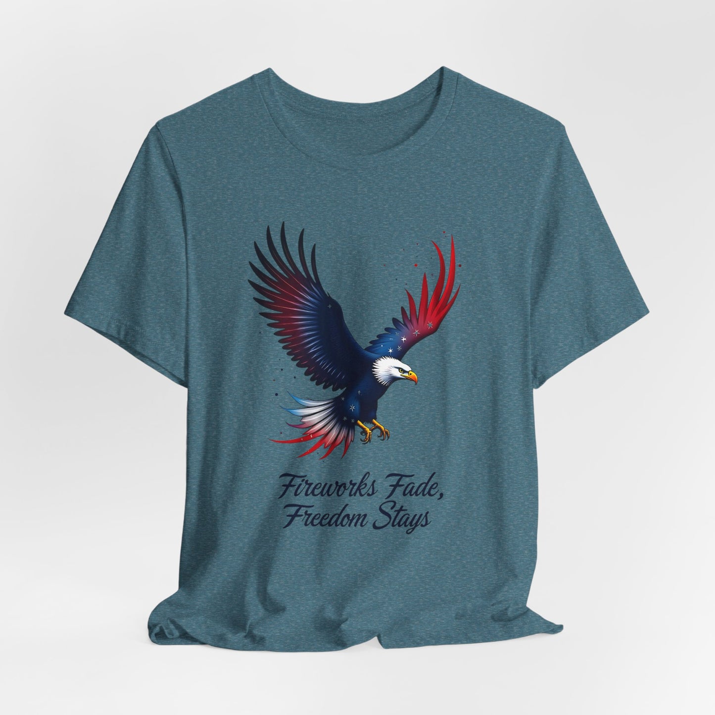 Patriotic Eagle Tee - Fireworks Fade, Freedom Stays