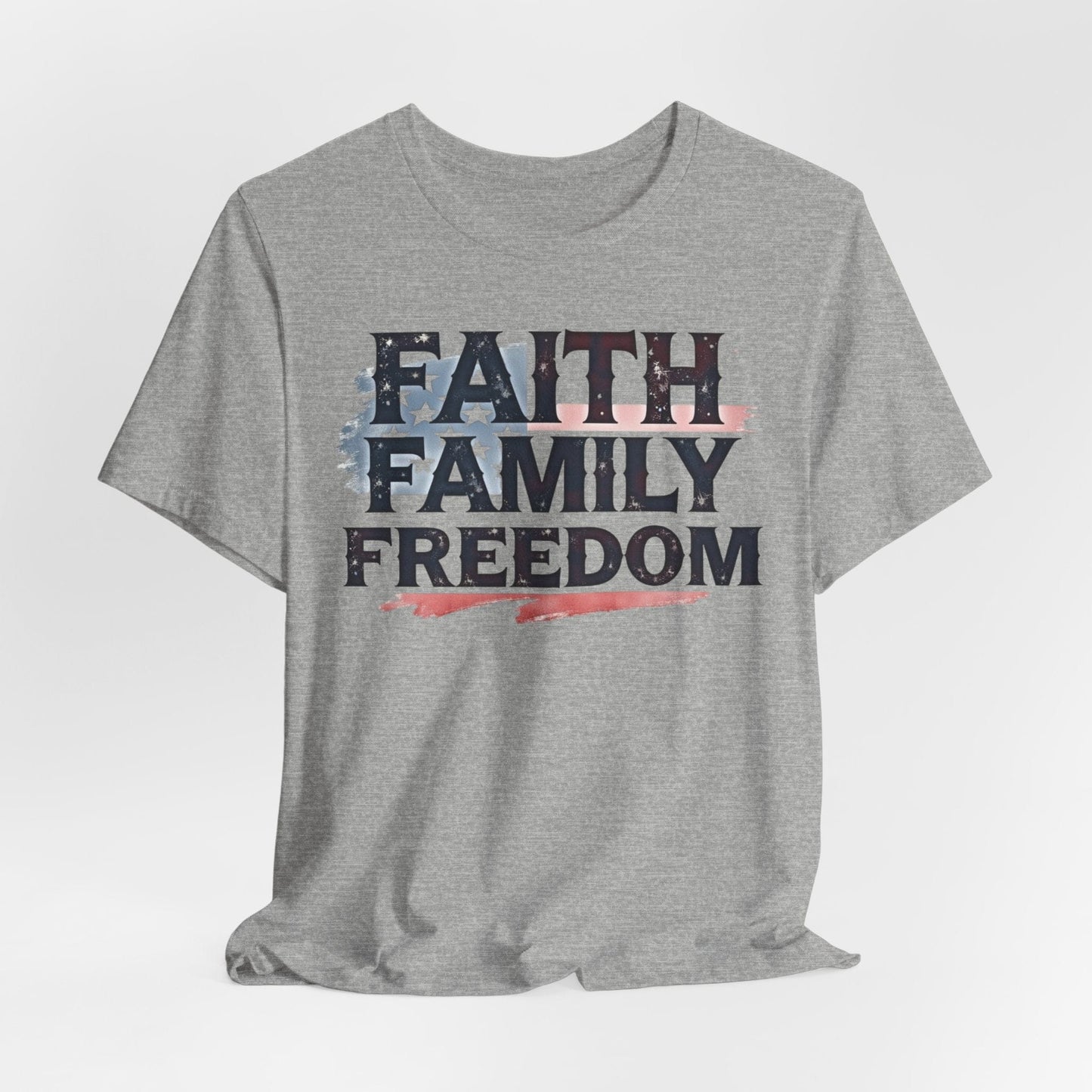 Faith Family Freedom Unisex Tee - USA Flag Graphic Shirt