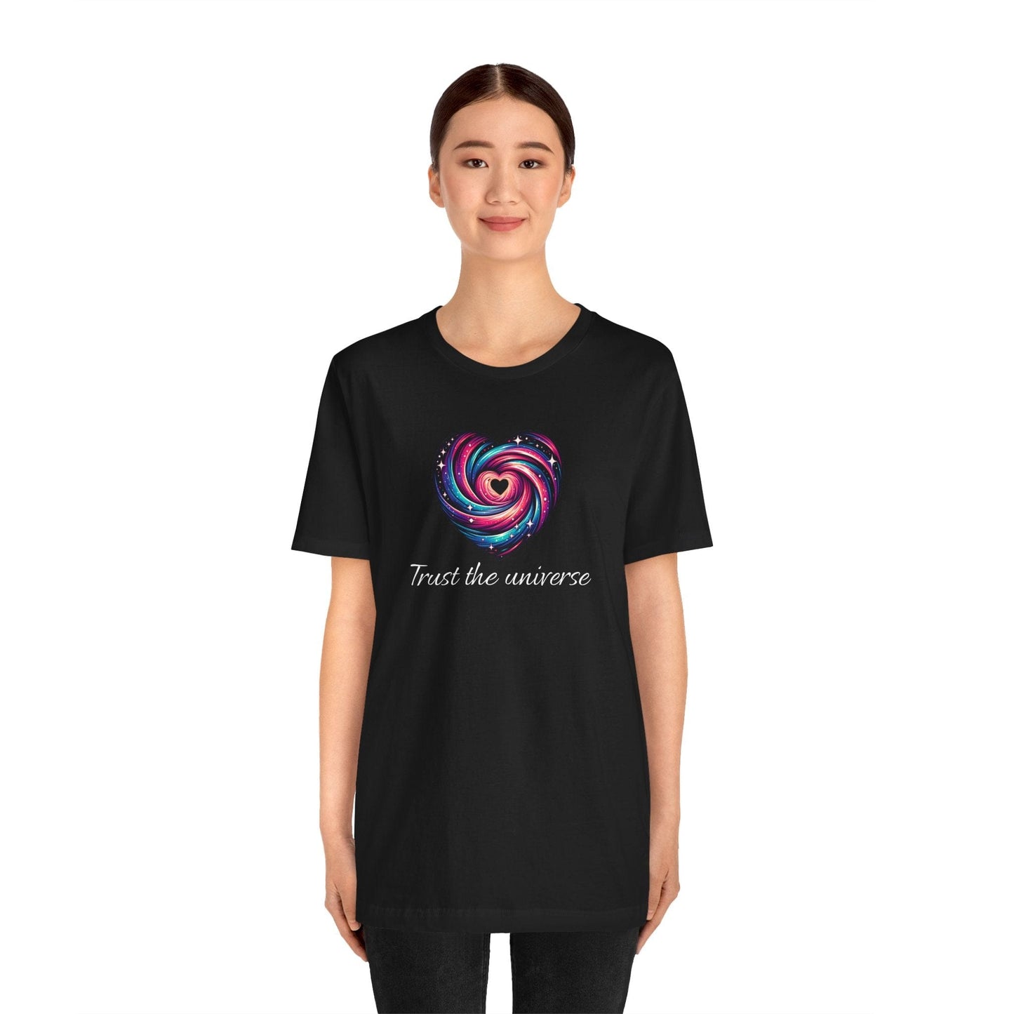 Trust the Universe Unisex Jersey Tee - Inspirational Cosmic Heart Design