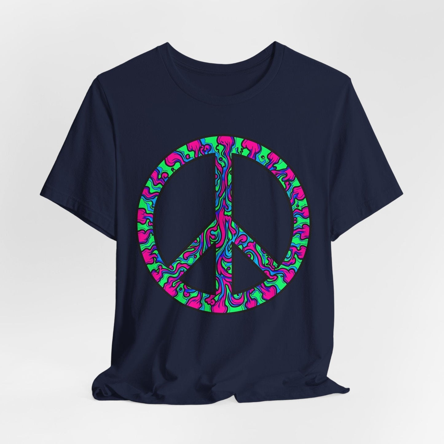 Psychedelic Peace Symbol T-Shirt - Retro Vibe T-Shirt for Festival Lovers