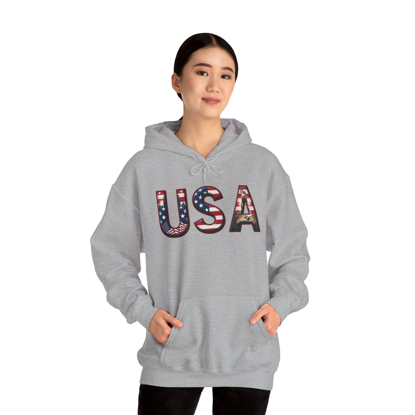 USA Flag Unisex Heavy Blend Hoodie - Perfect for Patriotic Occasions