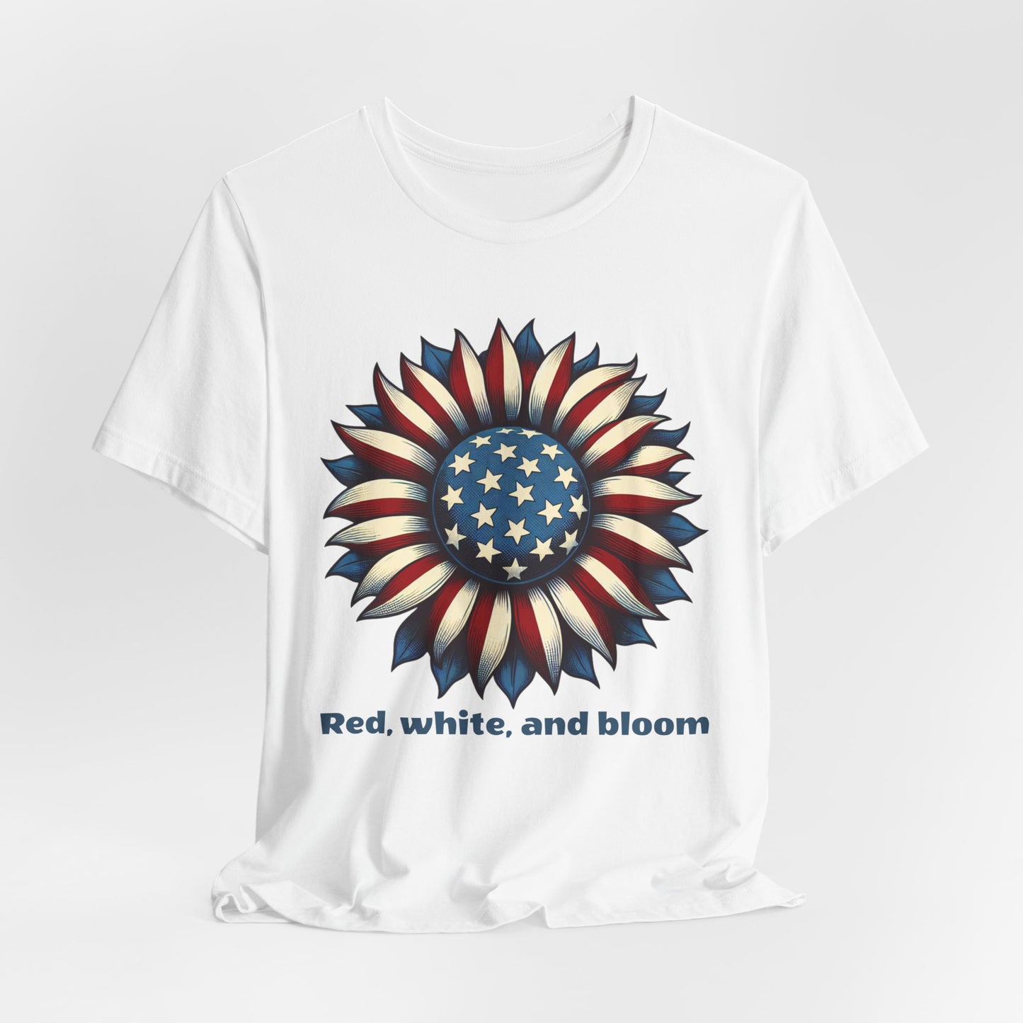 Patriotic Floral Tee - Red, White, and Bloom Unisex Jersey Short Sleeve Shirt