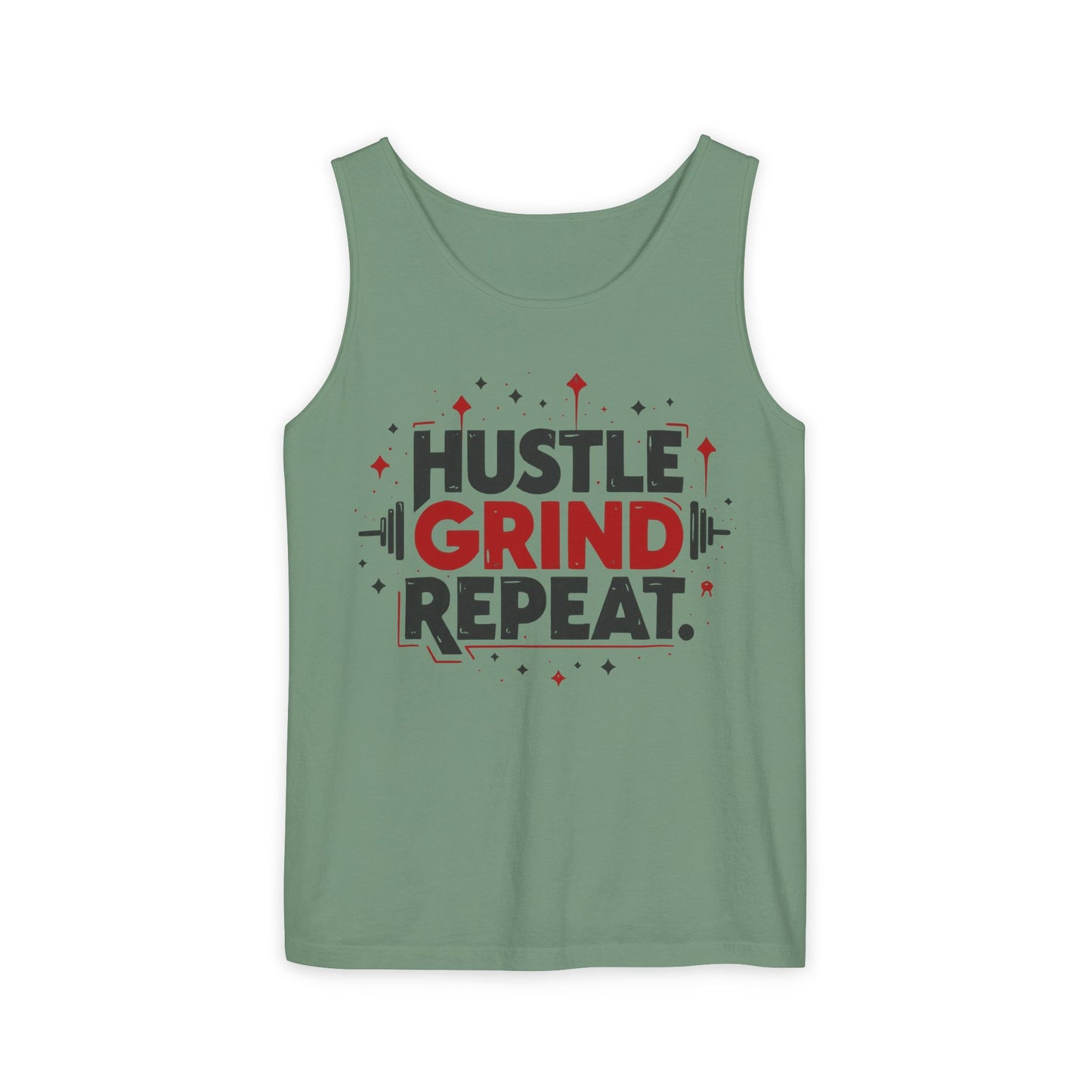 Hustle Grind Repeat Tank Top - Unisex Garment-Dyed Workout Apparel