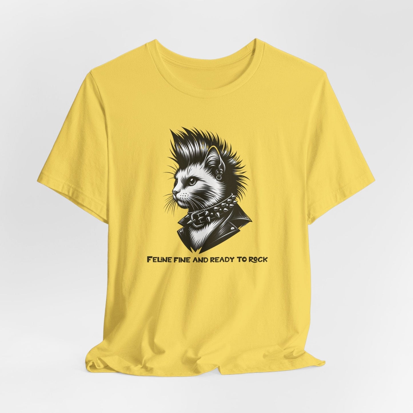 Short Sleeve Tee - Feline Fine Rocker Cat Print