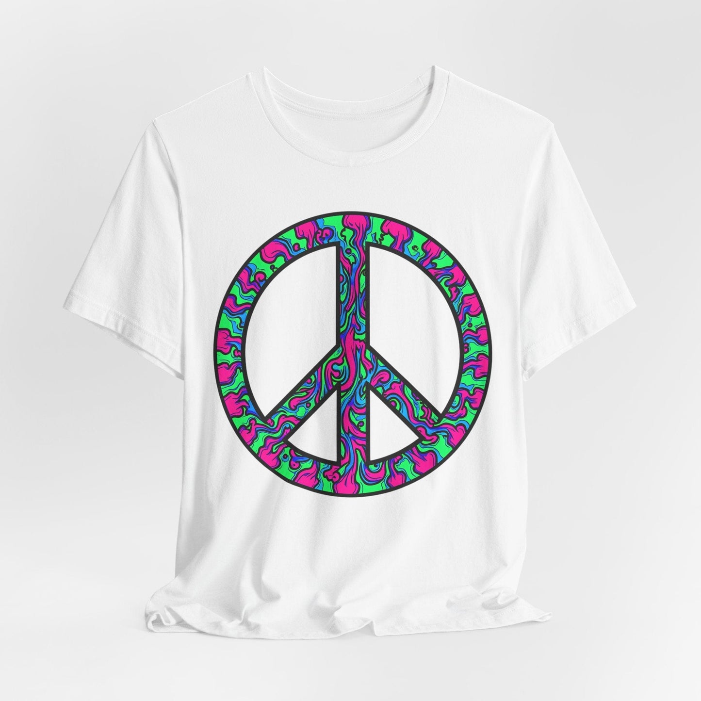 Psychedelic Peace Symbol T-Shirt - Retro Vibe T-Shirt for Festival Lovers