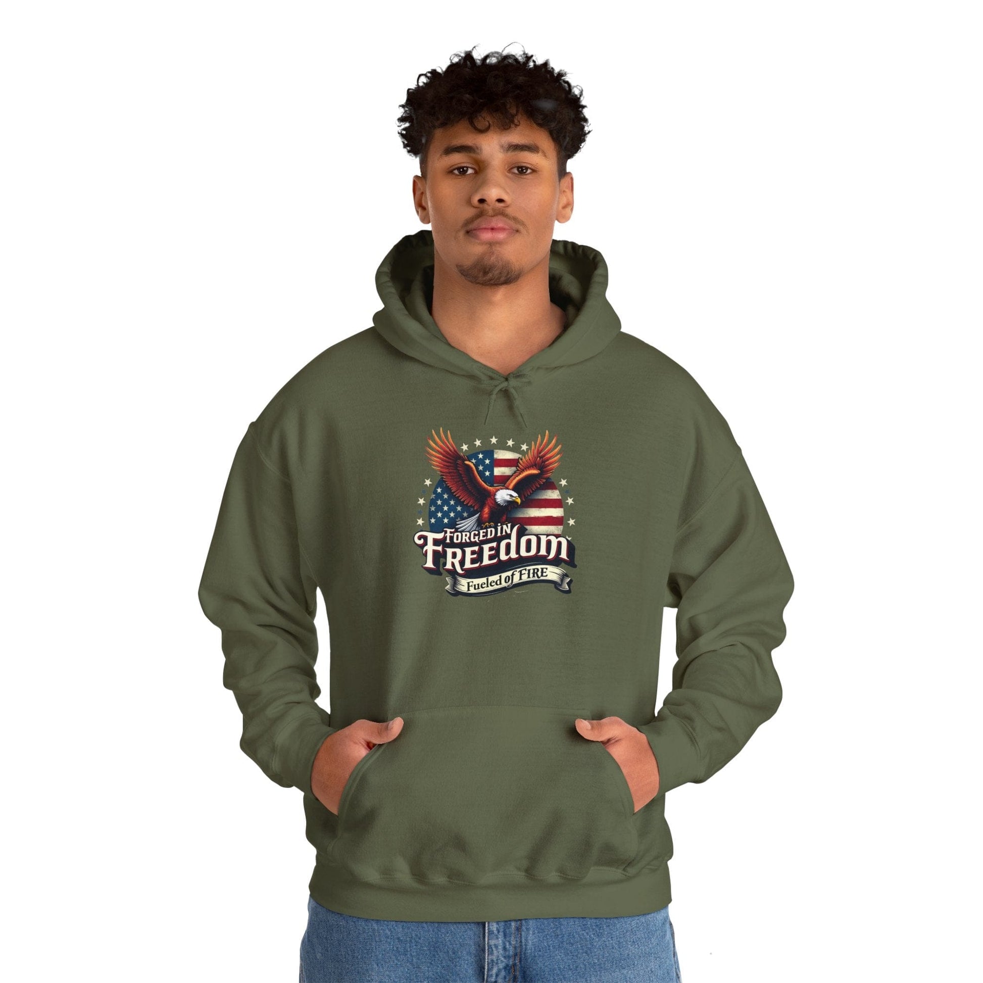 Patriotic Eagle Hooded Sweatshirt | Forged in Freedom | Comfortable & Bold