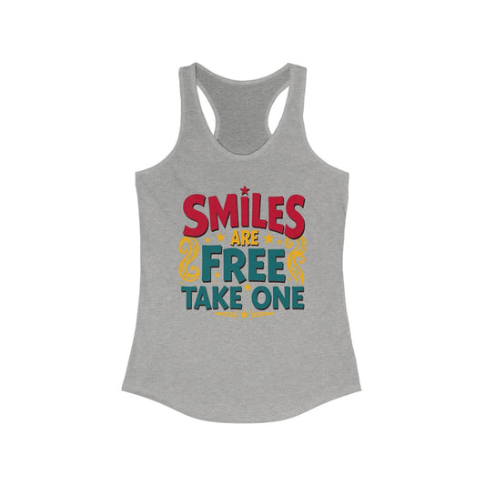 Smiles Are Free Racerback Tank | Retro Design | Fun & Comfortable