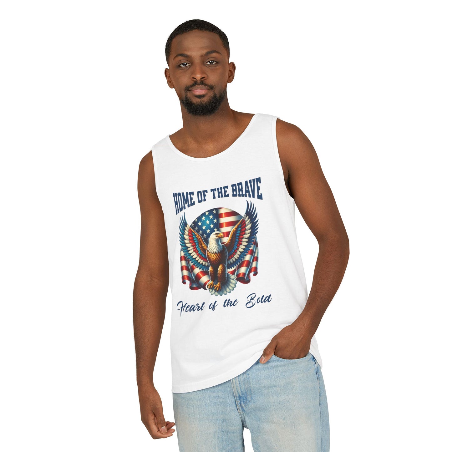 Home of the Brave Unisex Tank Top - Patriotic Eagle Design