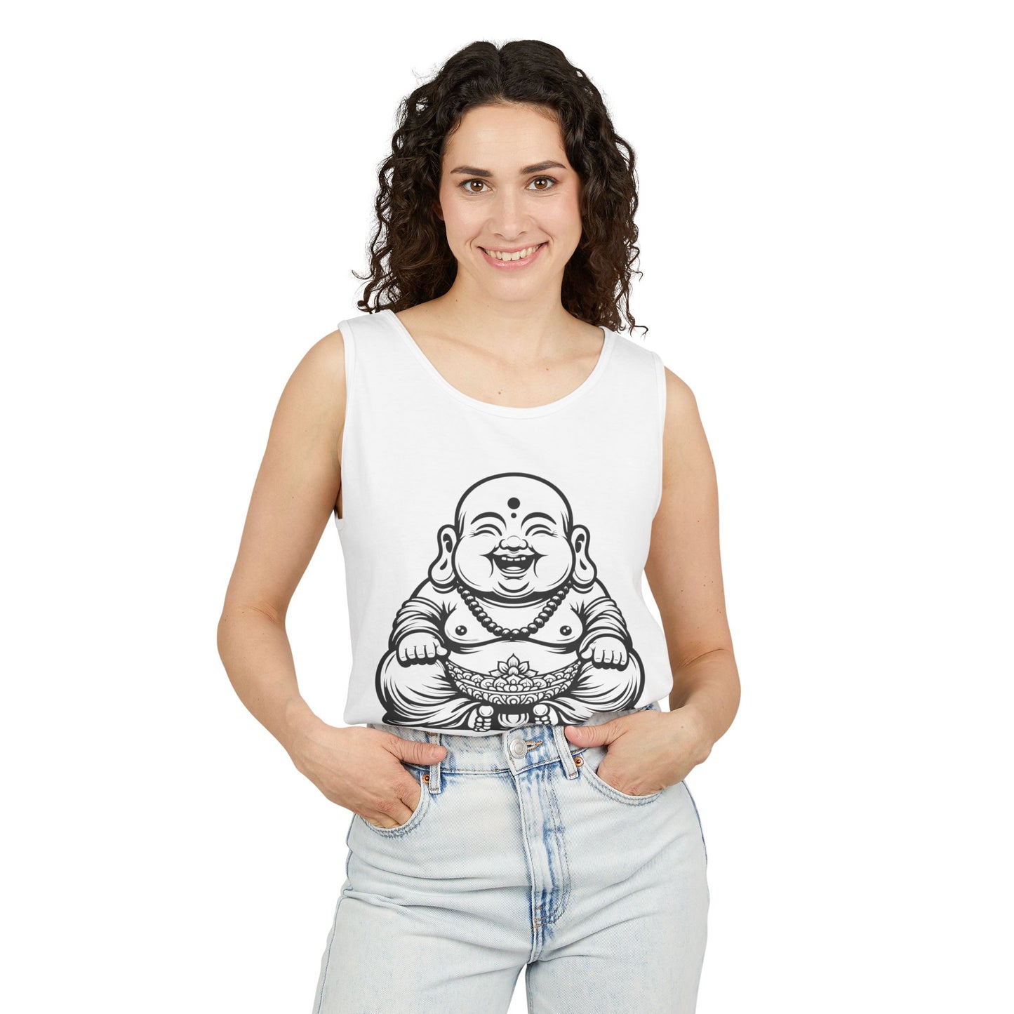 Let That Shit Go Buddha Tank Top - Unisex Garment-Dyed Summer Tee