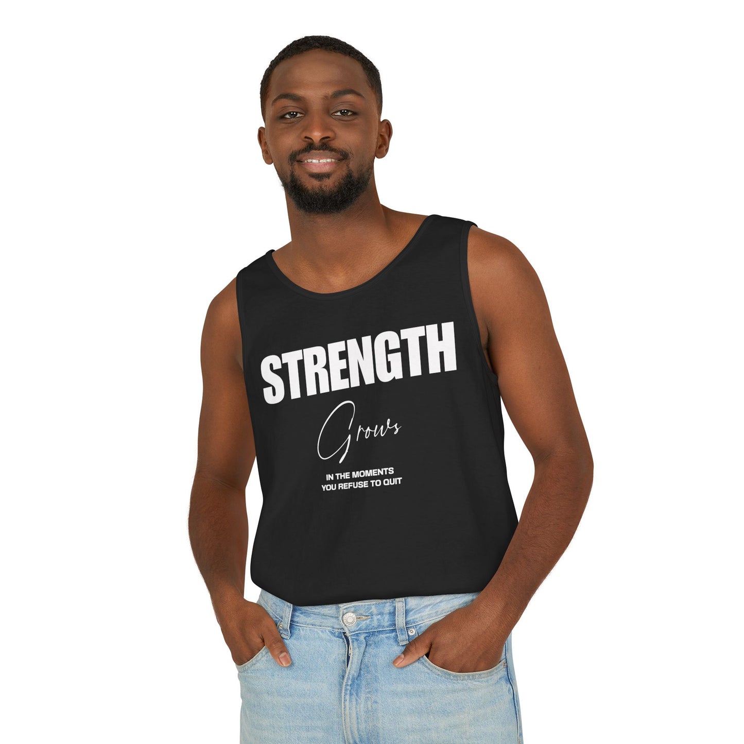 Tank Top - Strength Grows Motivational Text