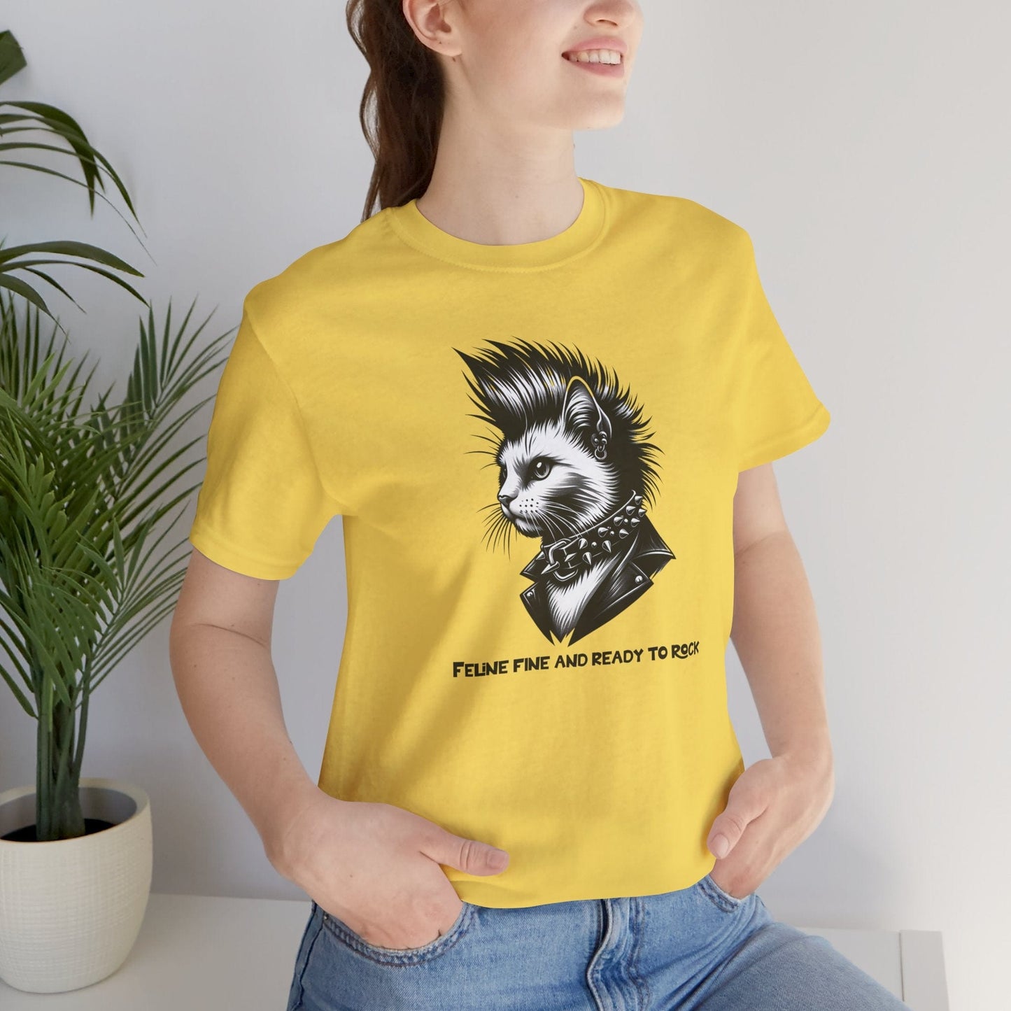Short Sleeve Tee - Feline Fine Rocker Cat Print