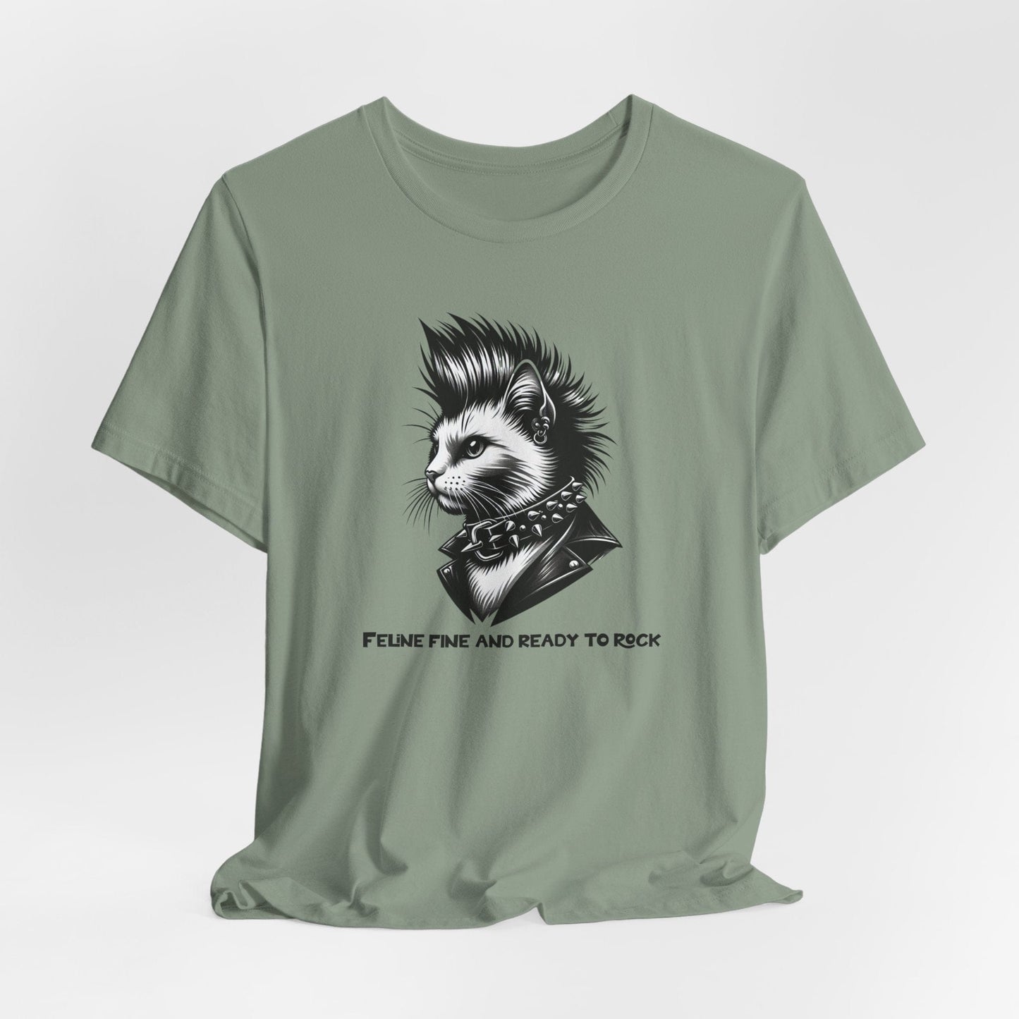 Short Sleeve Tee - Feline Fine Rocker Cat Print