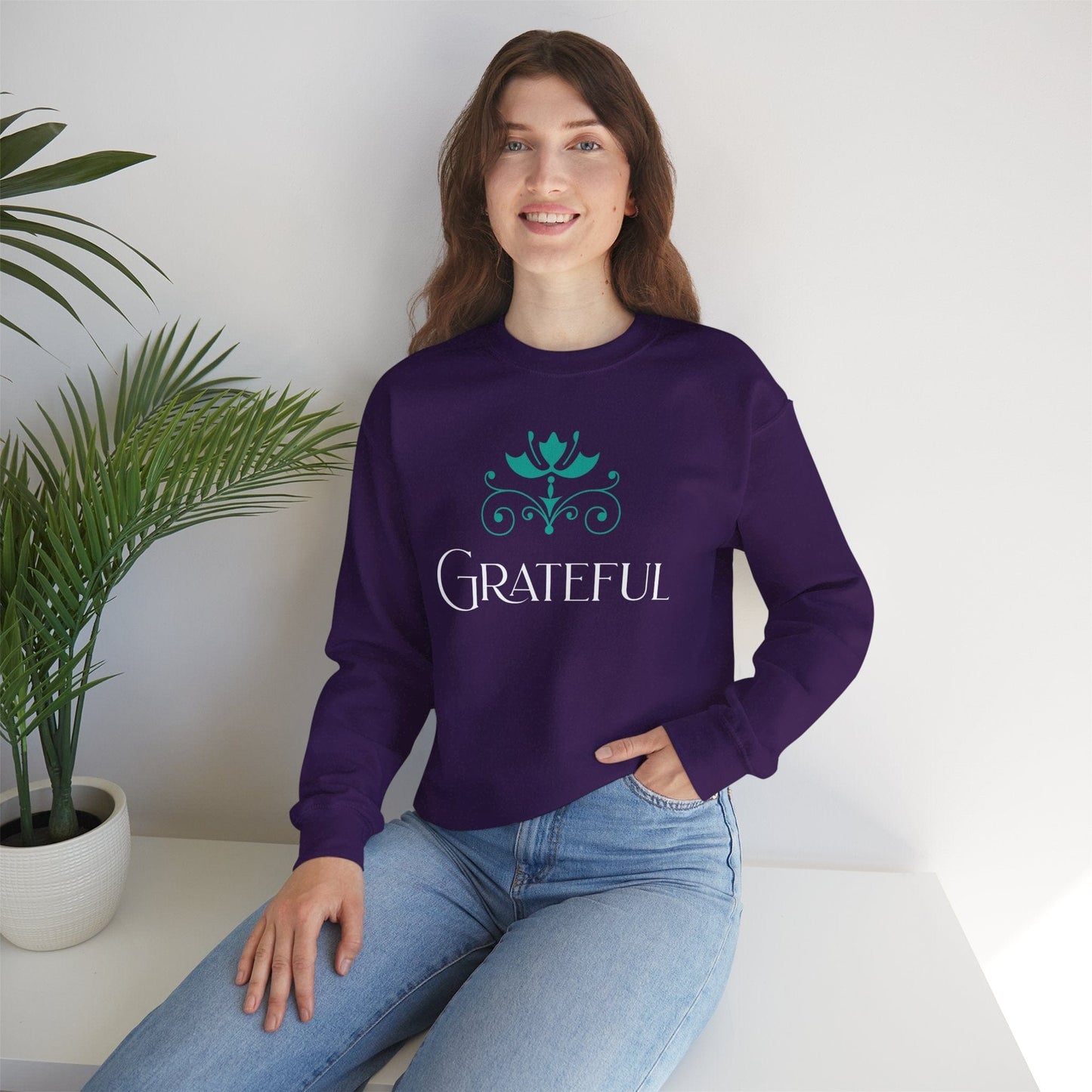 Lotus Crown Relaxed Crewneck Sweatshirt for Comfort and Style