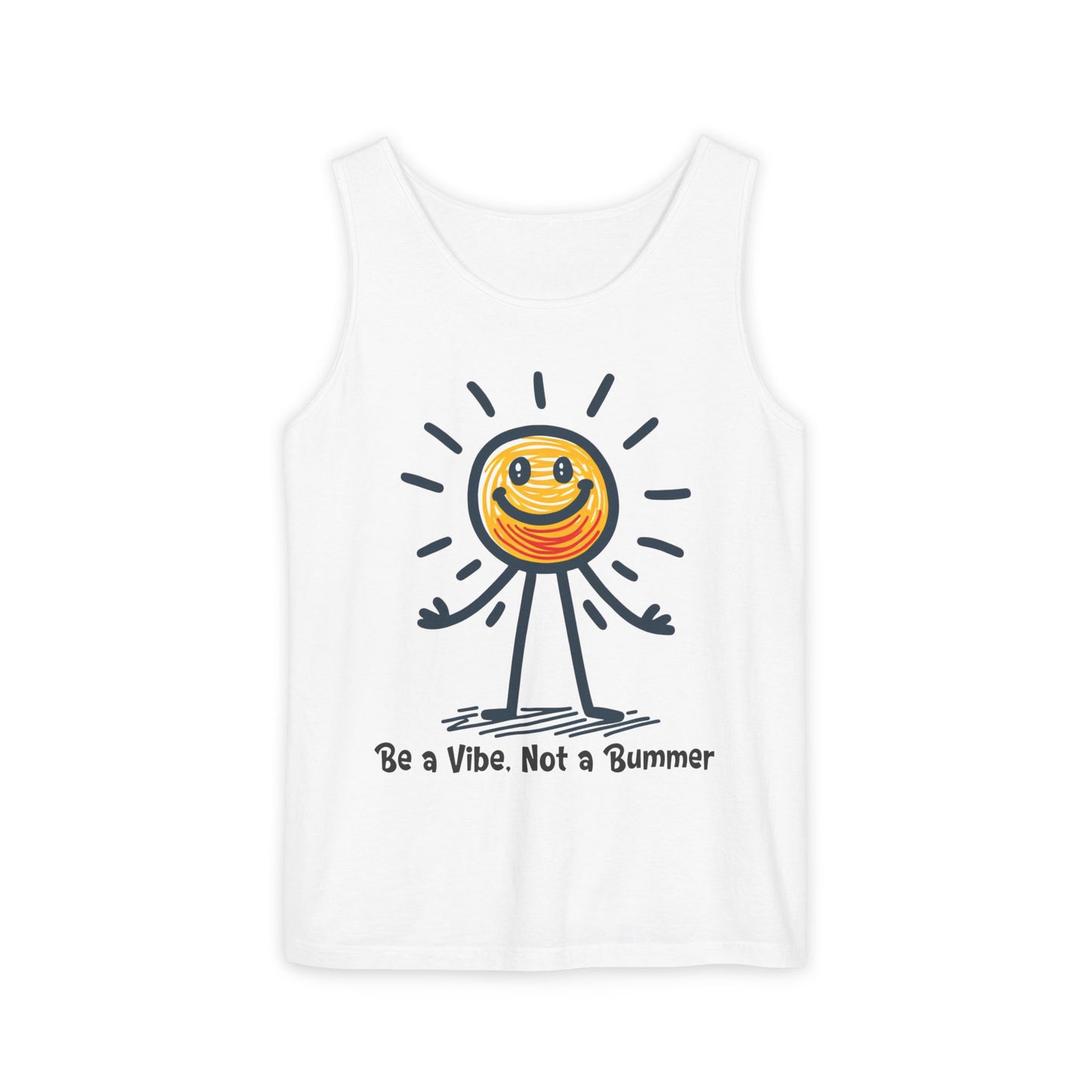 Unisex Garment-Dyed Tank Top - 'Be a Vibe. Not a Bummer' Motivational Tee