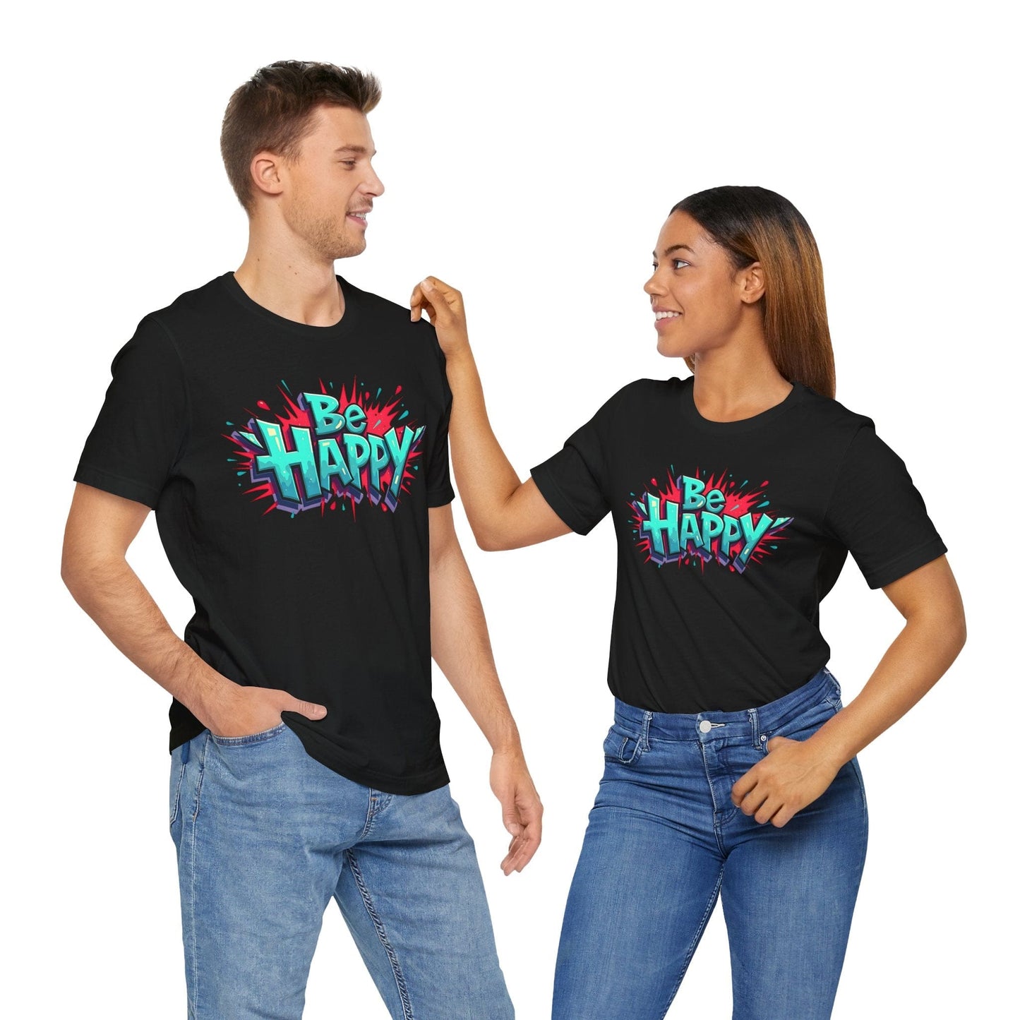 Be Happy Graphic T-Shirt - Unisex Short Sleeve Jersey Shirt