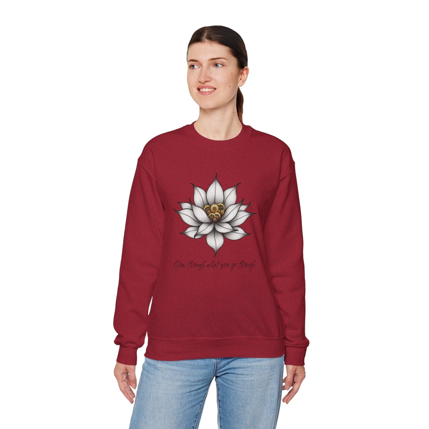 Inspirational Lotus Sweatshirt - "Grow Through What You Go Through"