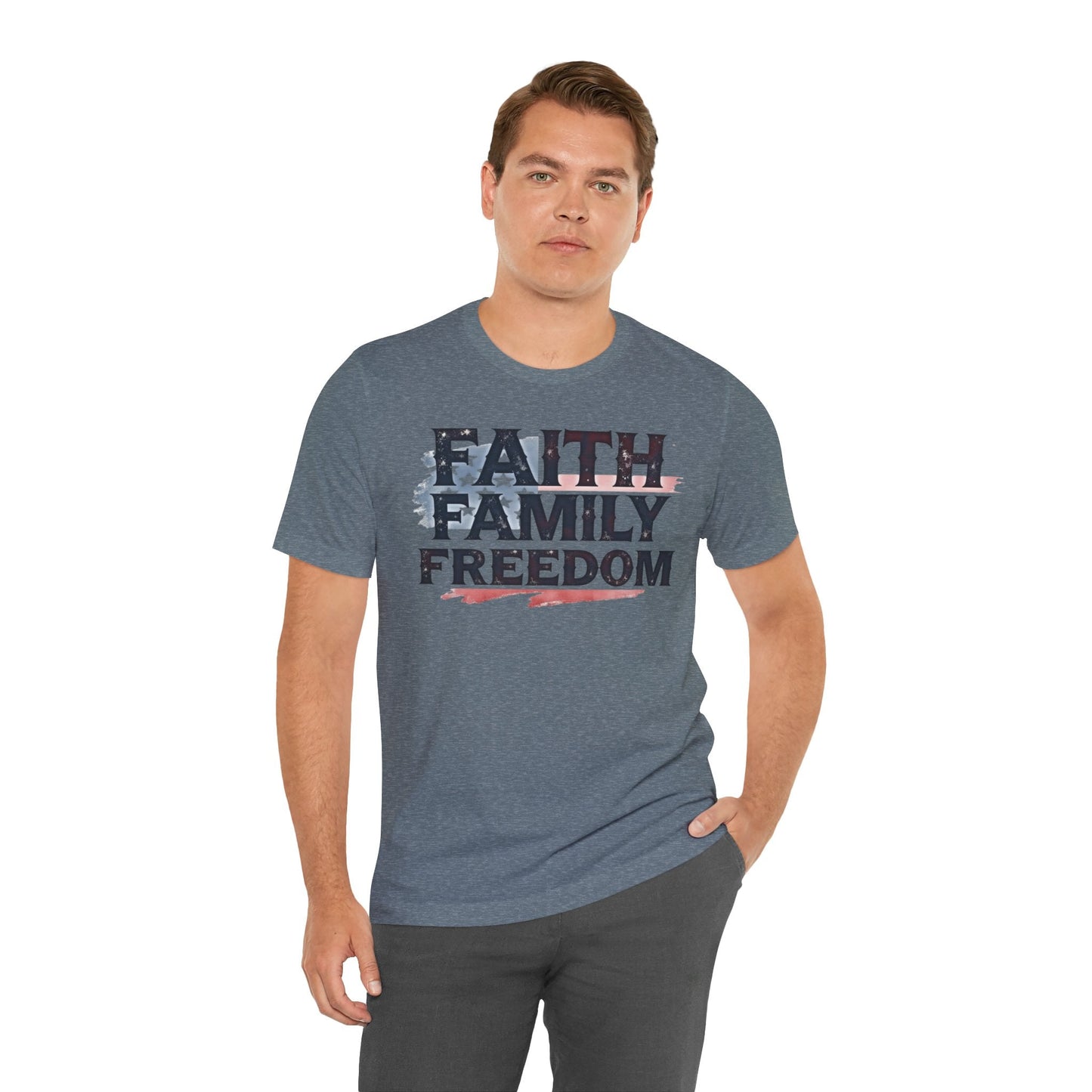 Faith Family Freedom Unisex Tee - USA Flag Graphic Shirt