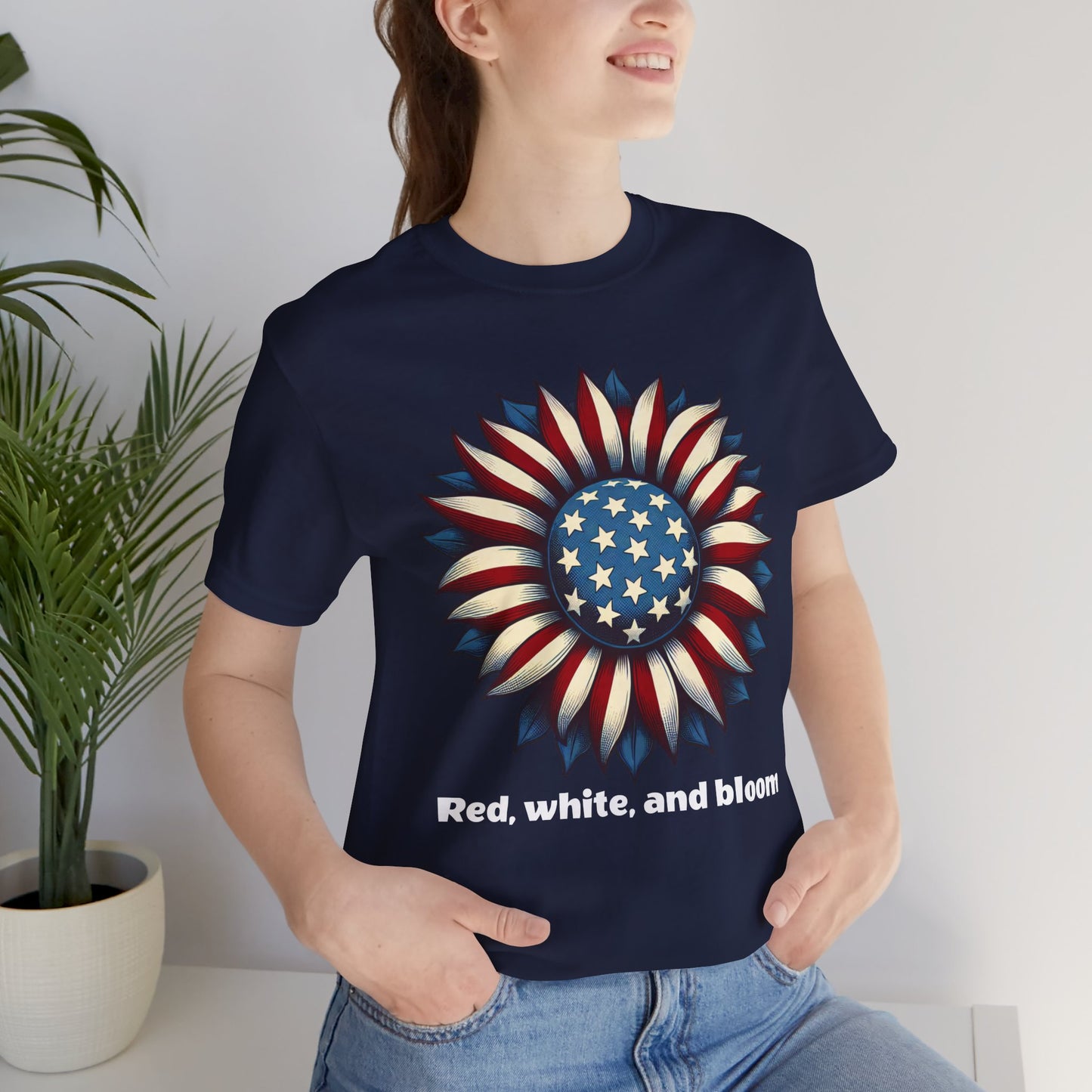 Patriotic Floral Tee - Red, White, and Bloom Unisex Jersey Short Sleeve Shirt