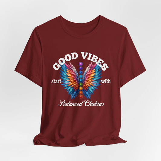 Good Vibes Balanced Chakras Unisex Tee | Wellness & Comfort