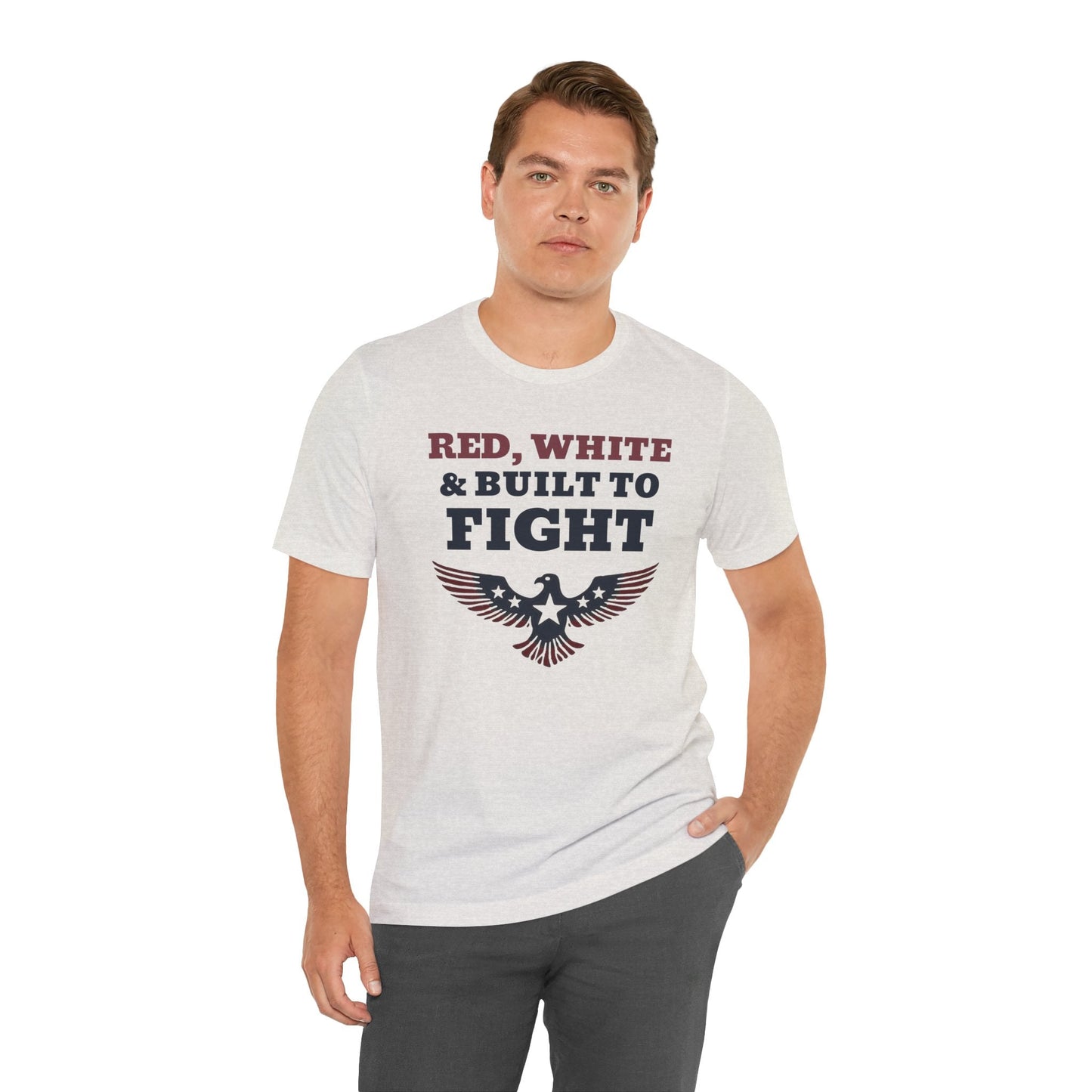 Patriotic Tee: Red White Built to Fight Unisex Jersey Short Sleeve