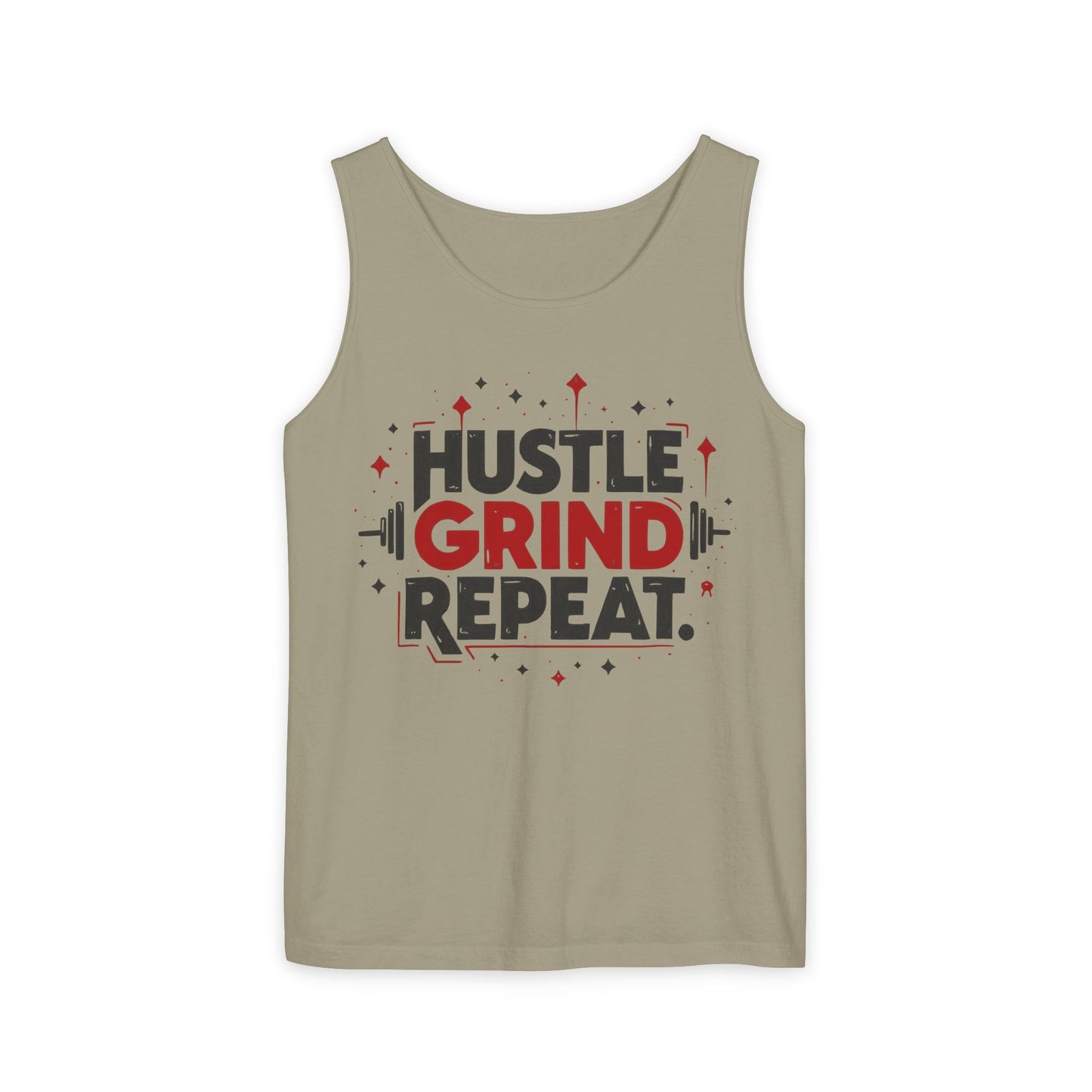 Hustle Grind Repeat Tank Top - Unisex Garment-Dyed Workout Apparel