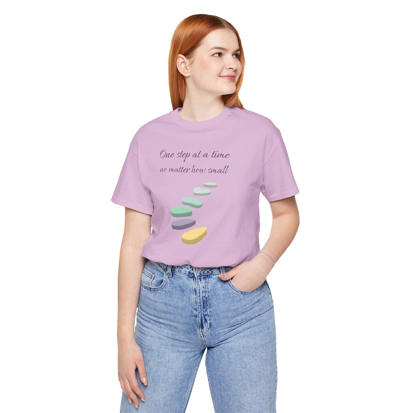 Motivational Quote Unisex Jersey Tee - "One Step at a Time"