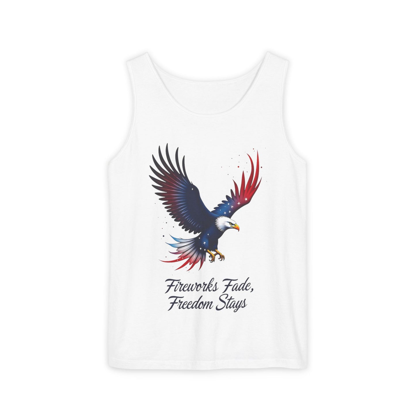 Patriotic Eagle Tank Top – "Fireworks Fade, Freedom Stays"