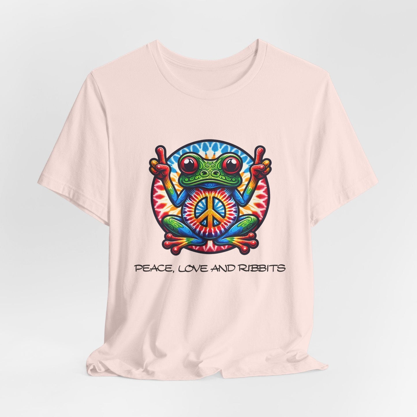 Peace, Love, and Ribbits Unisex Jersey Tee – Fun, Vibrant Graphic T-shirt for Nature Lovers