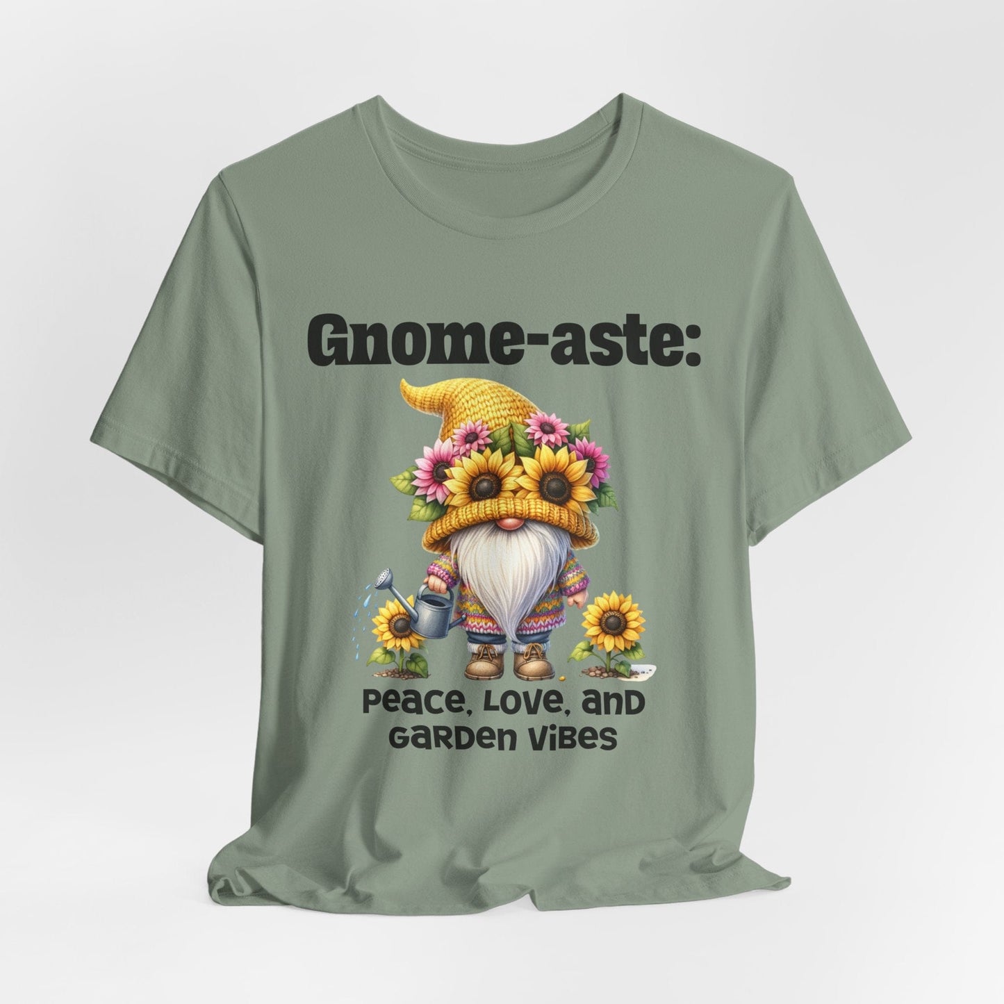 Gnome-inspired T-Shirt - Peace, Love, and Garden Vibes