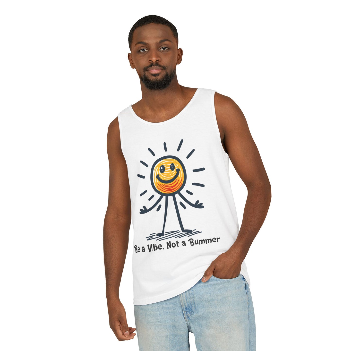 Unisex Garment-Dyed Tank Top - 'Be a Vibe. Not a Bummer' Motivational Tee