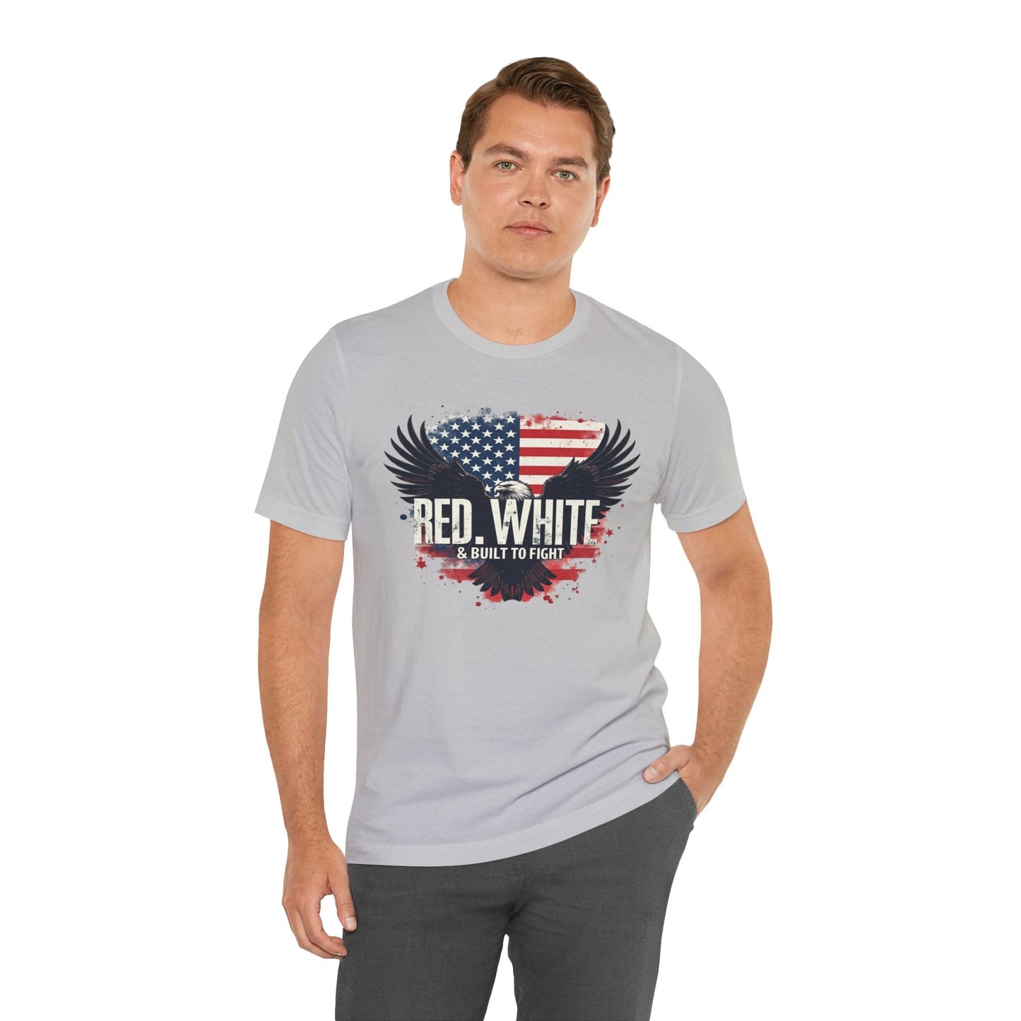 Patriotic Eagle Graphic Tee - Red, White & Built to Fight