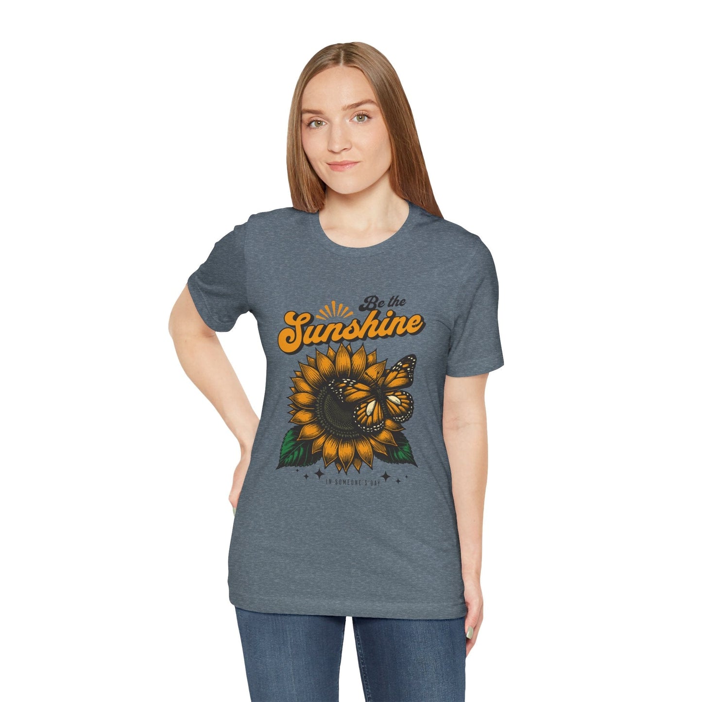 "Be the Sunshine" Sunflower Unisex Tee | Inspirational Floral Shirt