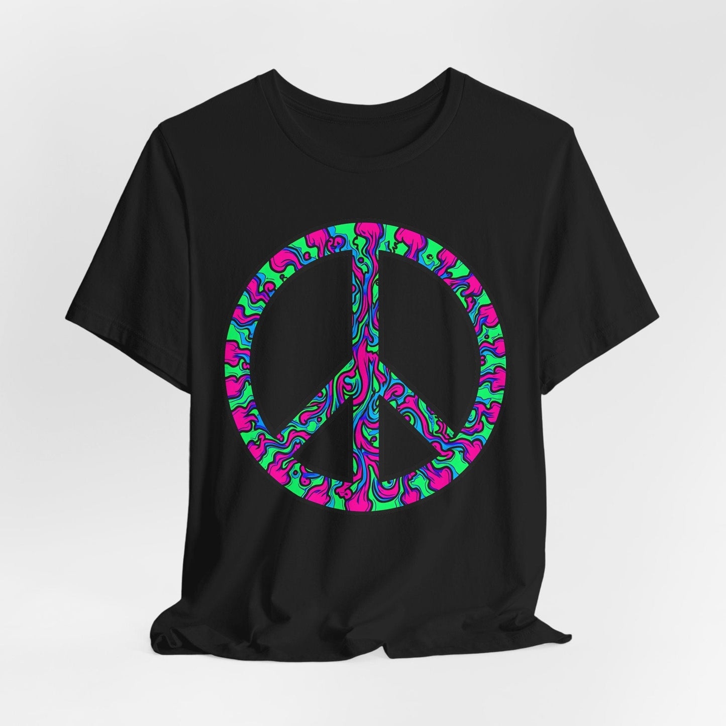 Psychedelic Peace Symbol T-Shirt - Retro Vibe T-Shirt for Festival Lovers