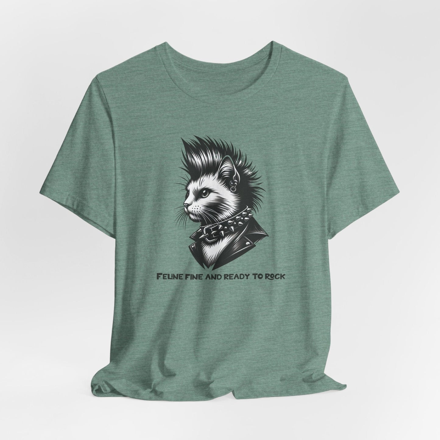Short Sleeve Tee - Feline Fine Rocker Cat Print