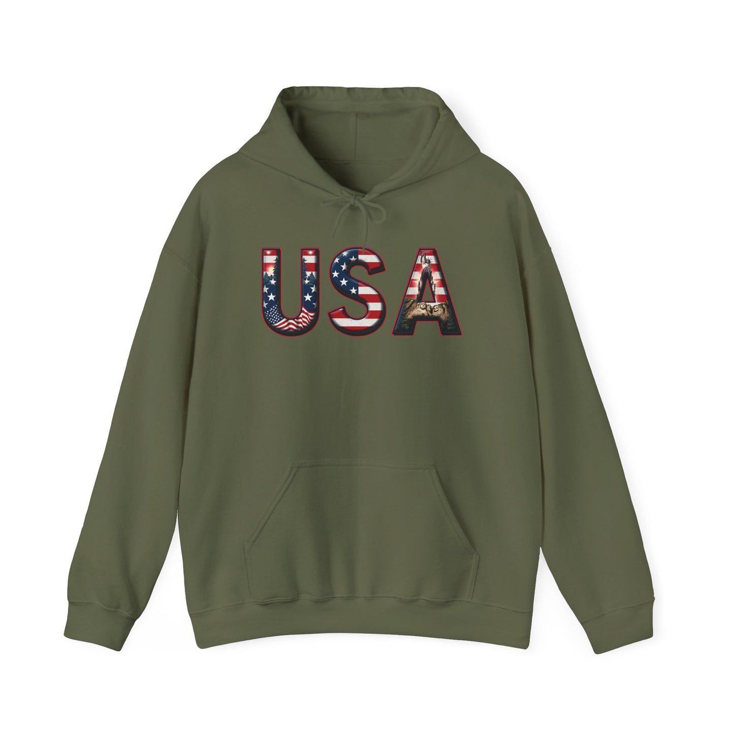 USA Flag Unisex Heavy Blend Hoodie - Perfect for Patriotic Occasions