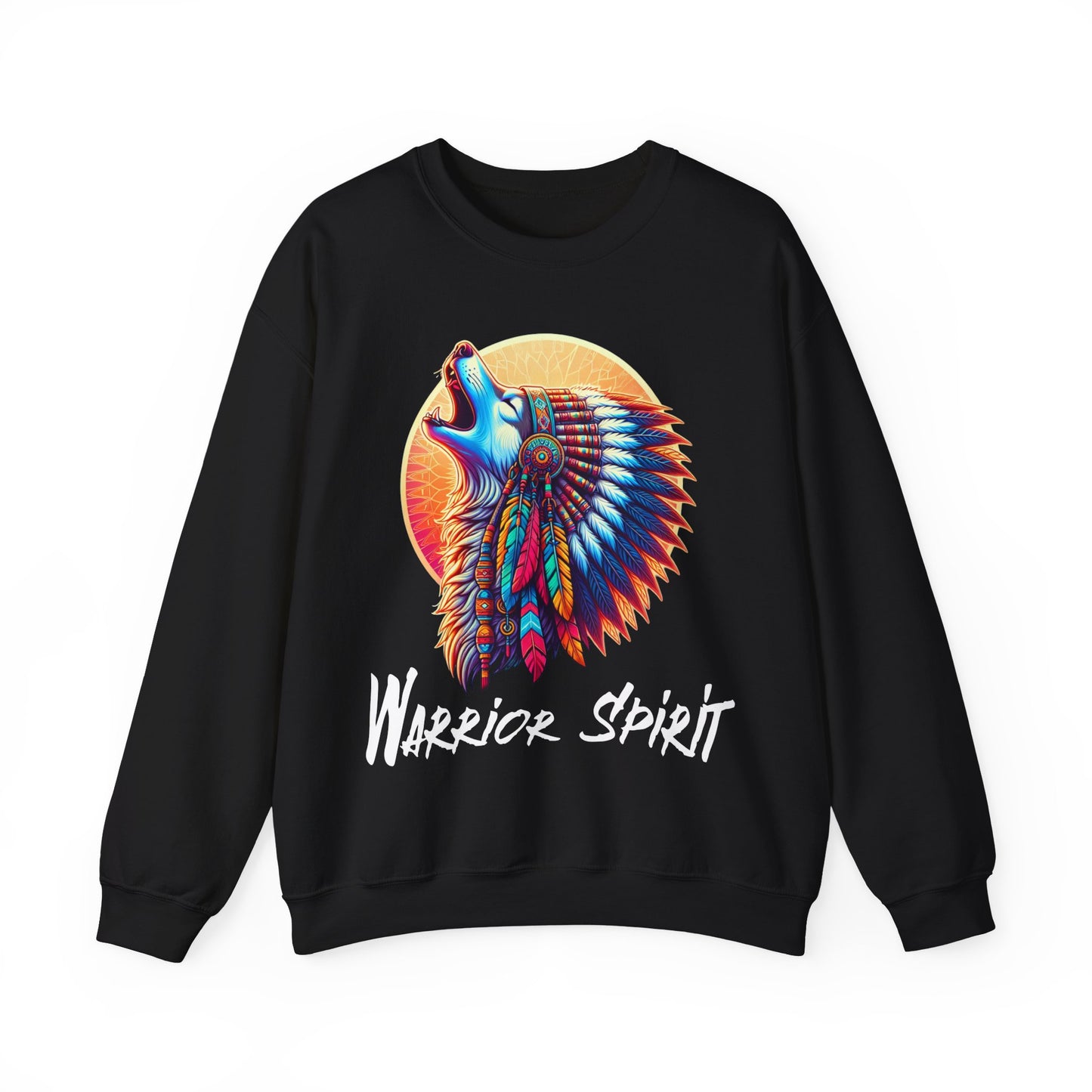 Warrior Spirit Unisex Heavy Blend™ Crewneck Sweatshirt - Cozy Indigenous Art Apparel